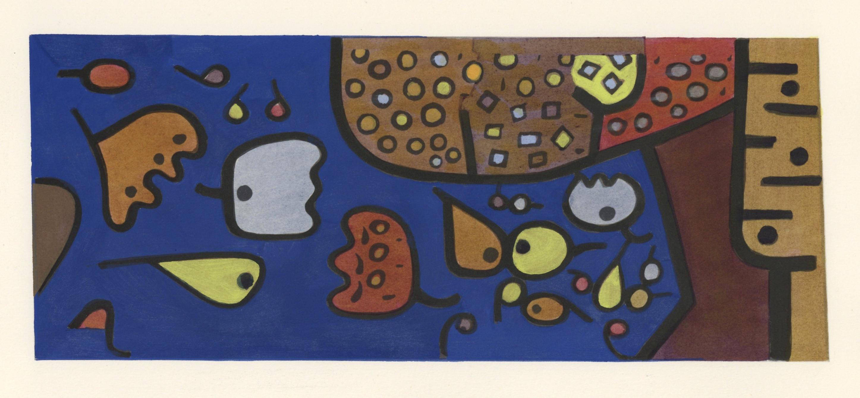 "Pochoir "Fruit on Blue" (fruit sur bleu) - Print de (after) Paul Klee