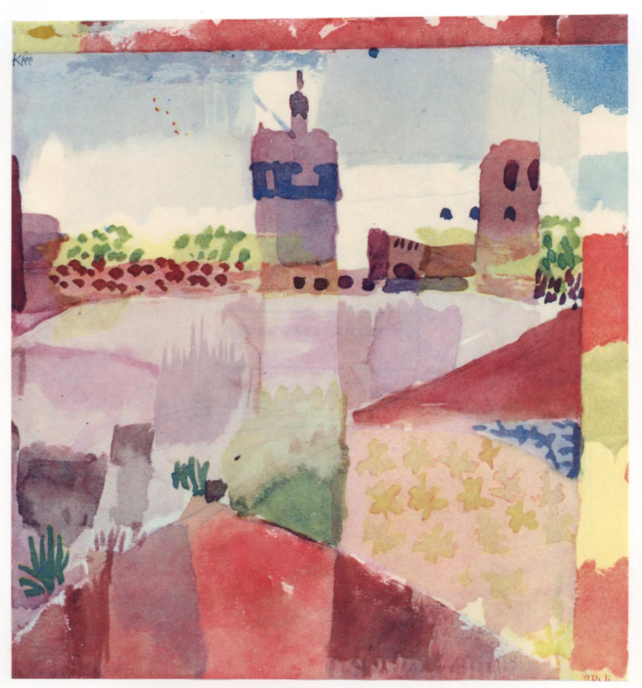 Pochoir Hammamet avec la mosquee - Print de (after) Paul Klee