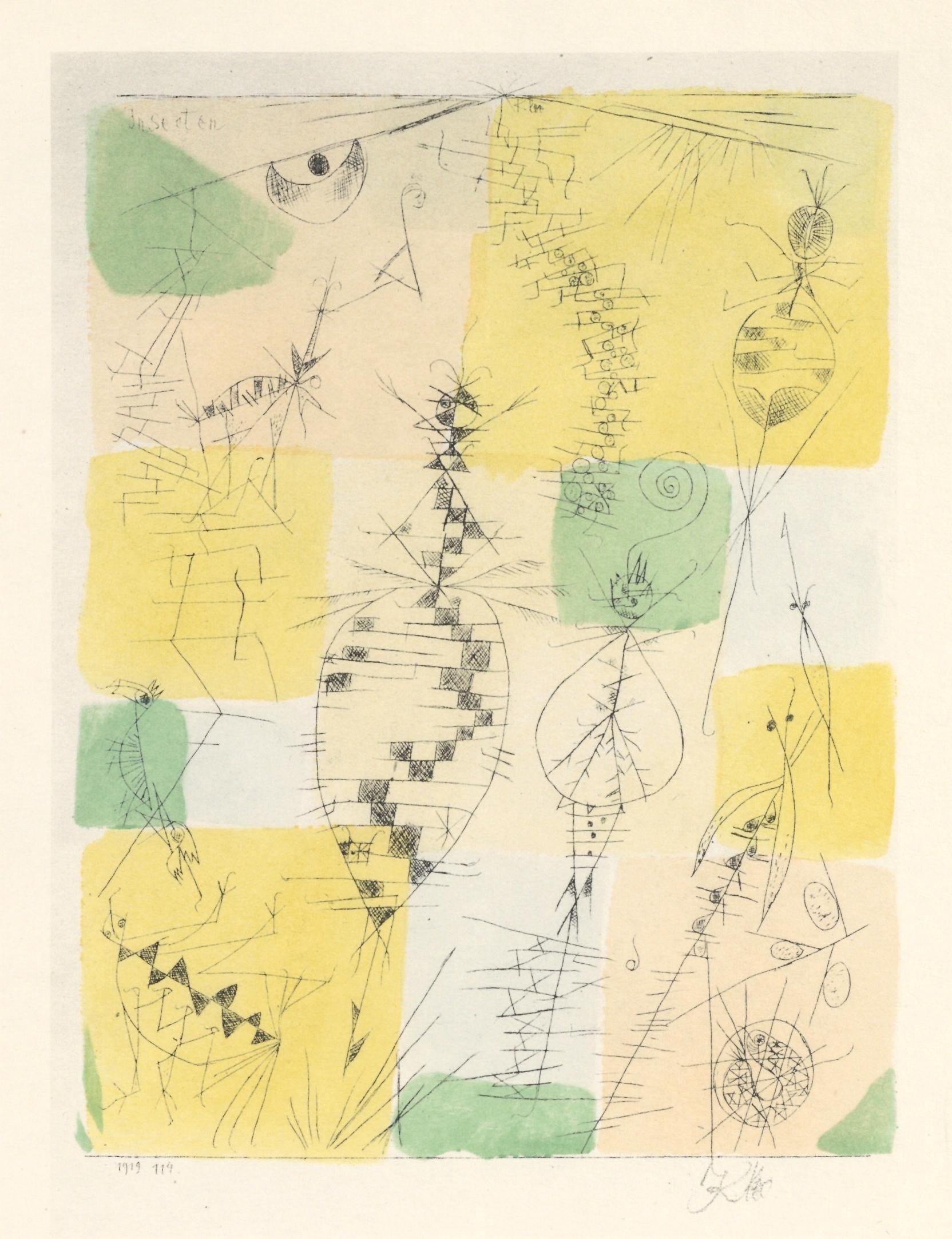 "Insects" pochoir - Print by (after) Paul Klee