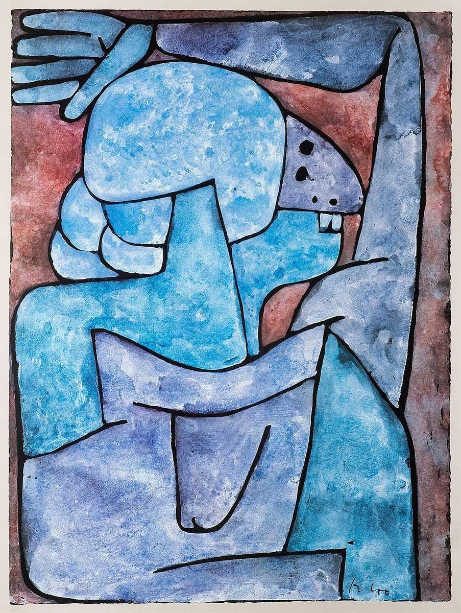 Paul Klee 1981 Exhibition poster, Florence, Italy, a.k.a. Biting Woman - Print by (after) Paul Klee