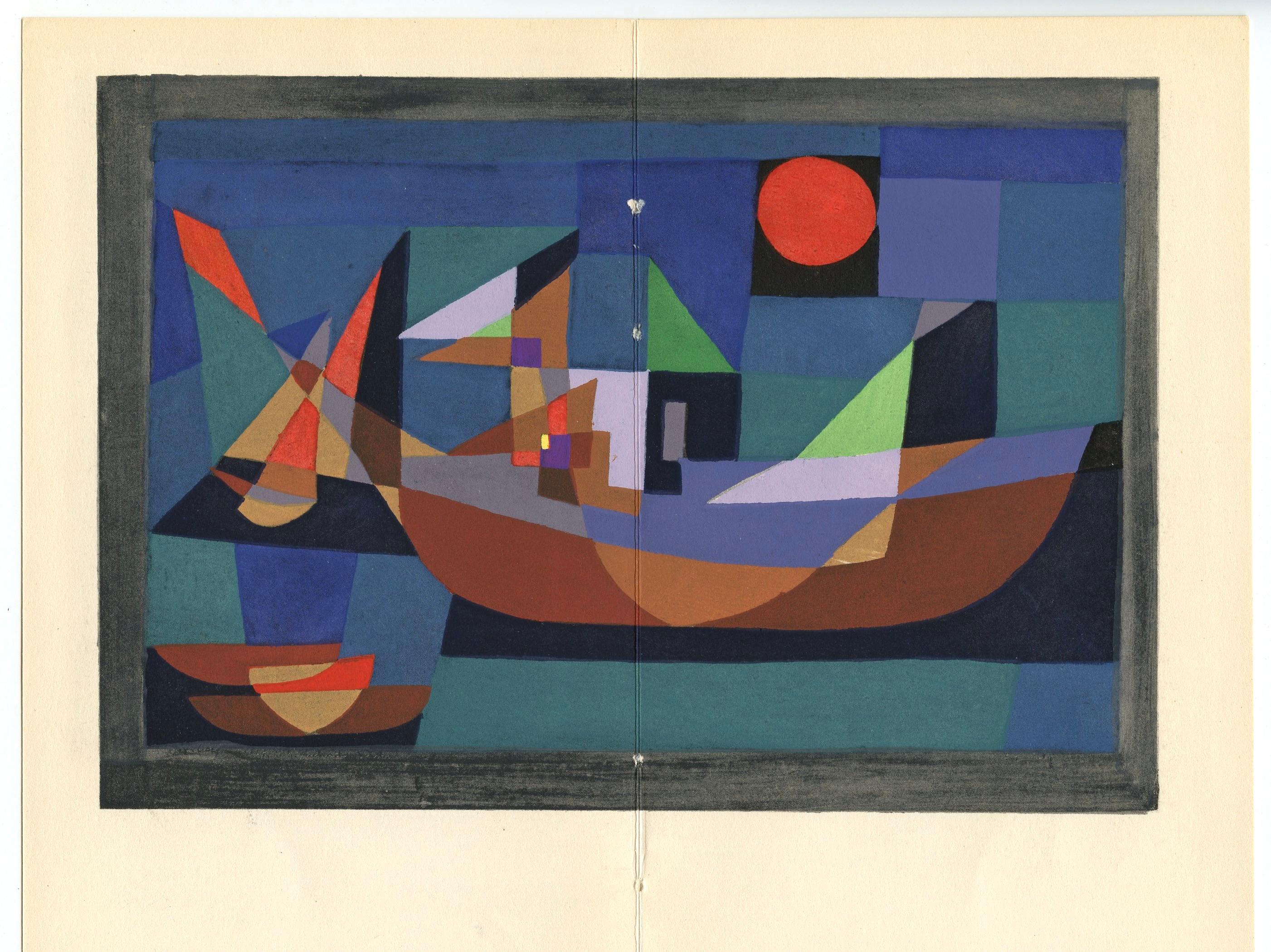"Ruhende Schiffe (Barcos en reposo)" pochoir - Print de (after) Paul Klee