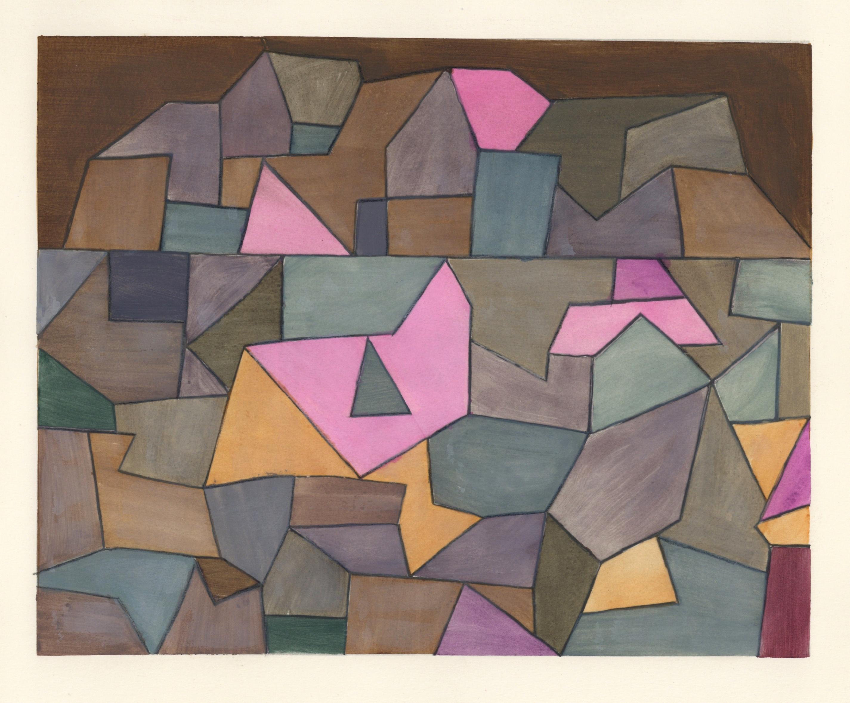 "Village on the Rocks" pochoir - Print by (after) Paul Klee