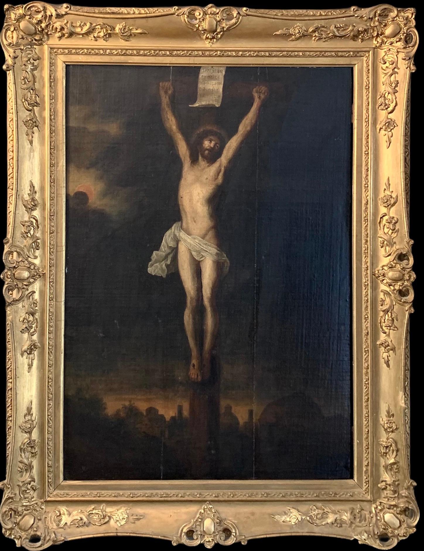 (After) Peter Paul Rubens Figurative Painting - Crucifixion - Christ on the Cross - 18th century religious painting 