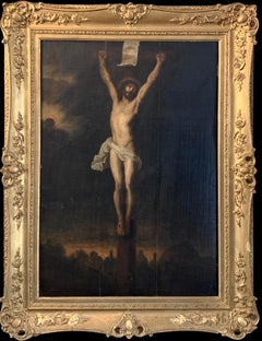 Crucifixion - Christ on the Cross - 18th century religious painting 
