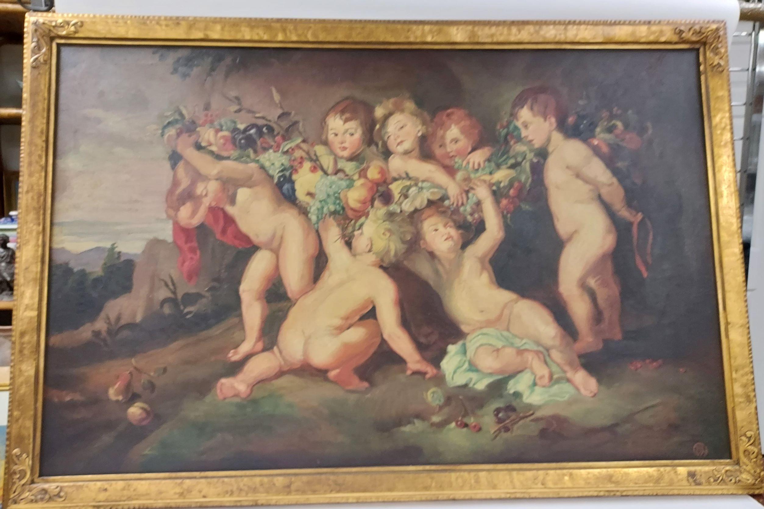 (After) Peter Paul Rubens Nude Painting - Fruit Garland  after Rubens 