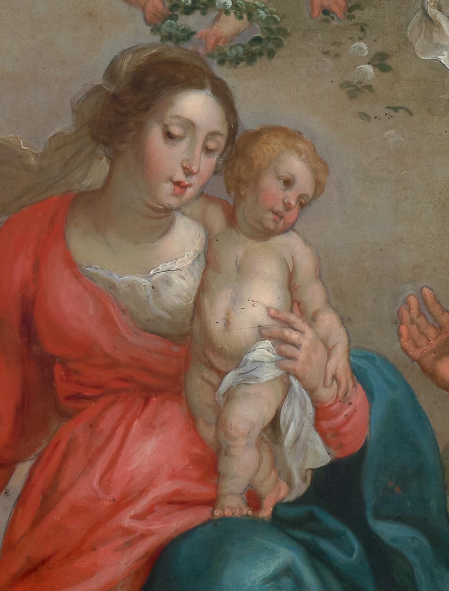 Madonna und Kind, Öl auf Kupfer, flämischer alter Meister , 17. Jahrhundert – Painting von (After) Peter Paul Rubens