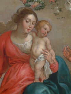 Madonna and child, oil on copper, flemish old master , 17th century