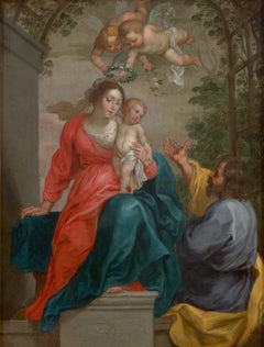 Madonna and child, after Peter Paul Rubens, oil on copper, old master  