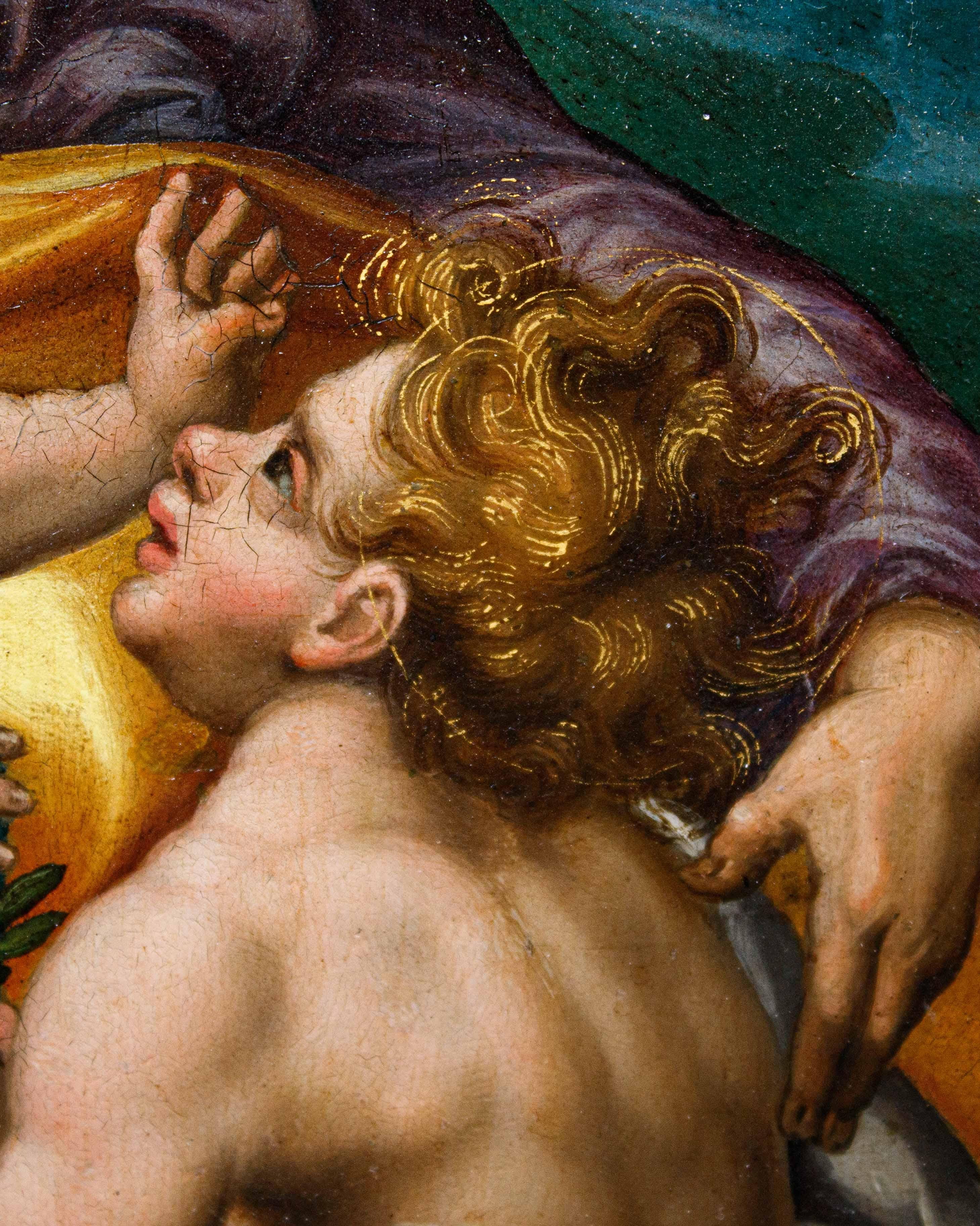 Metà XVII secolo, Scuola rubensiana, Sacra Famiglia con San Giovannino im Angebot 6