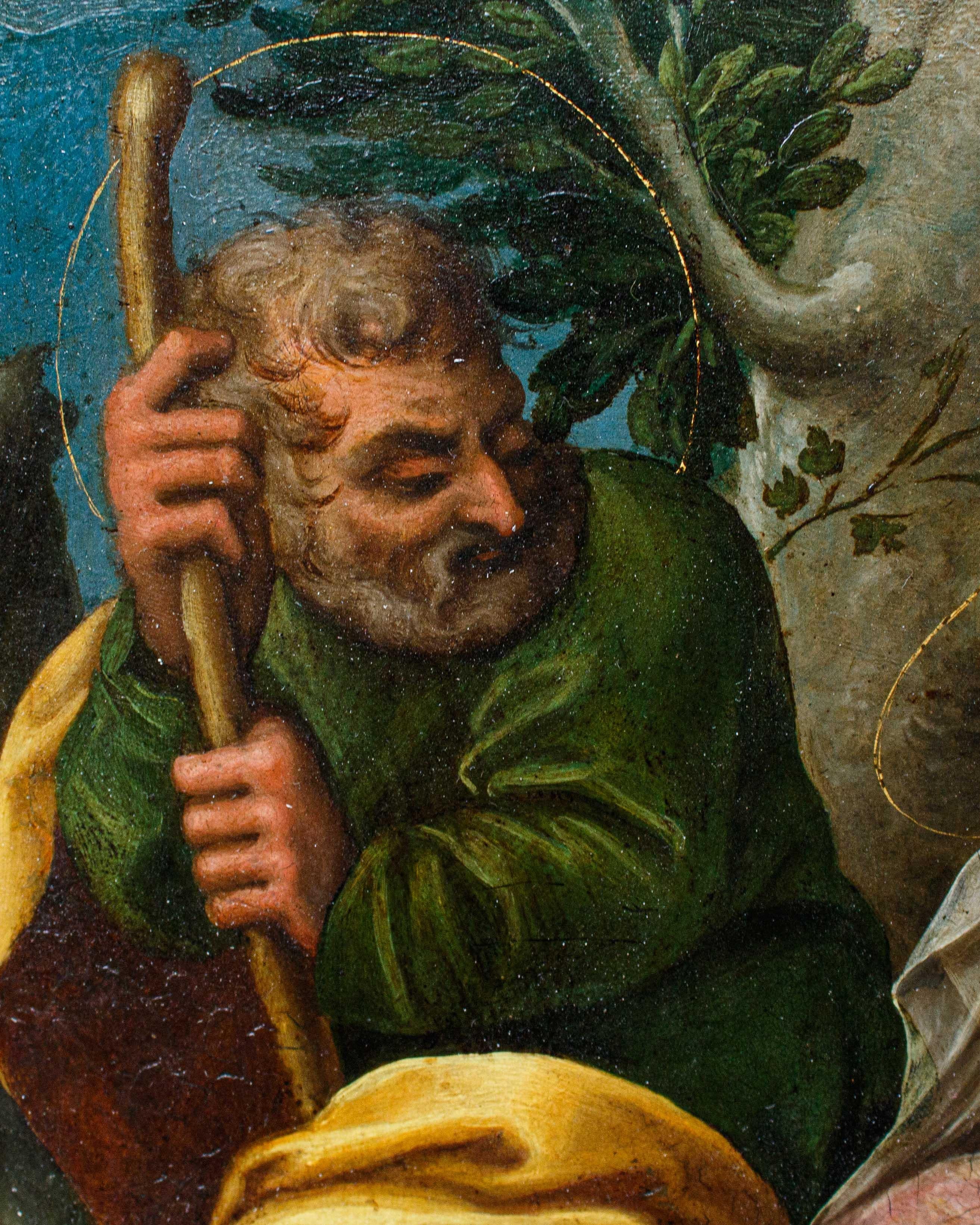 Metà XVII secolo, Scuola rubensiana, Sacra Famiglia con San Giovannino (Sonstige Kunststile), Painting, von (After) Peter Paul Rubens