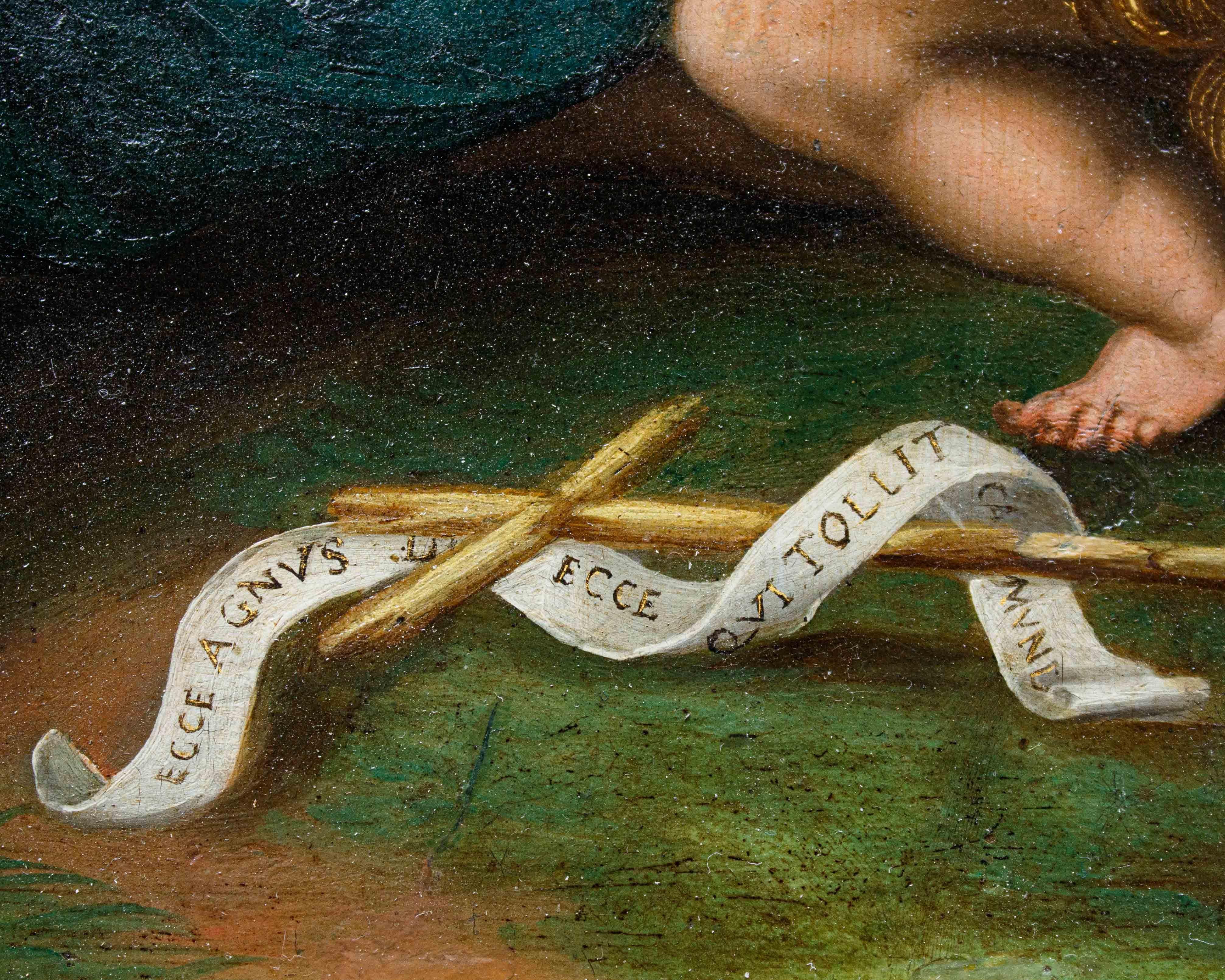 Metà XVII secolo, Scuola rubensiana

Sacra Famiglia con San Giovannino e Elisabetta

Olio su rame, cm 36,3 x 29,5

Con cornice, cm 47 x 38

La consistenza vetrosa, glaciale nella durezza delle superfici, identifica nel presente dipinto il fascino