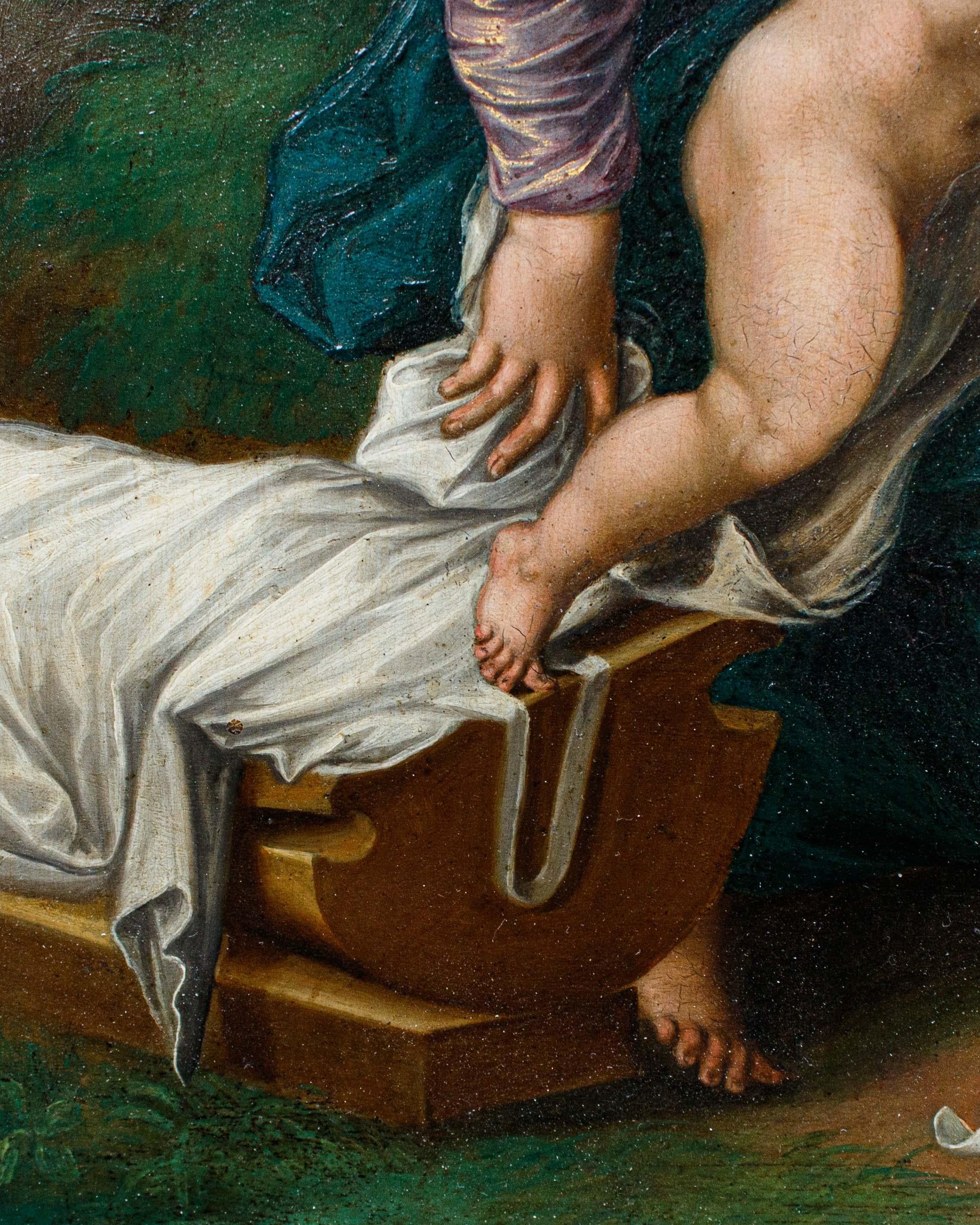 Metà XVII secolo, Scuola rubensiana, Sacra Famiglia con San Giovannino im Angebot 2