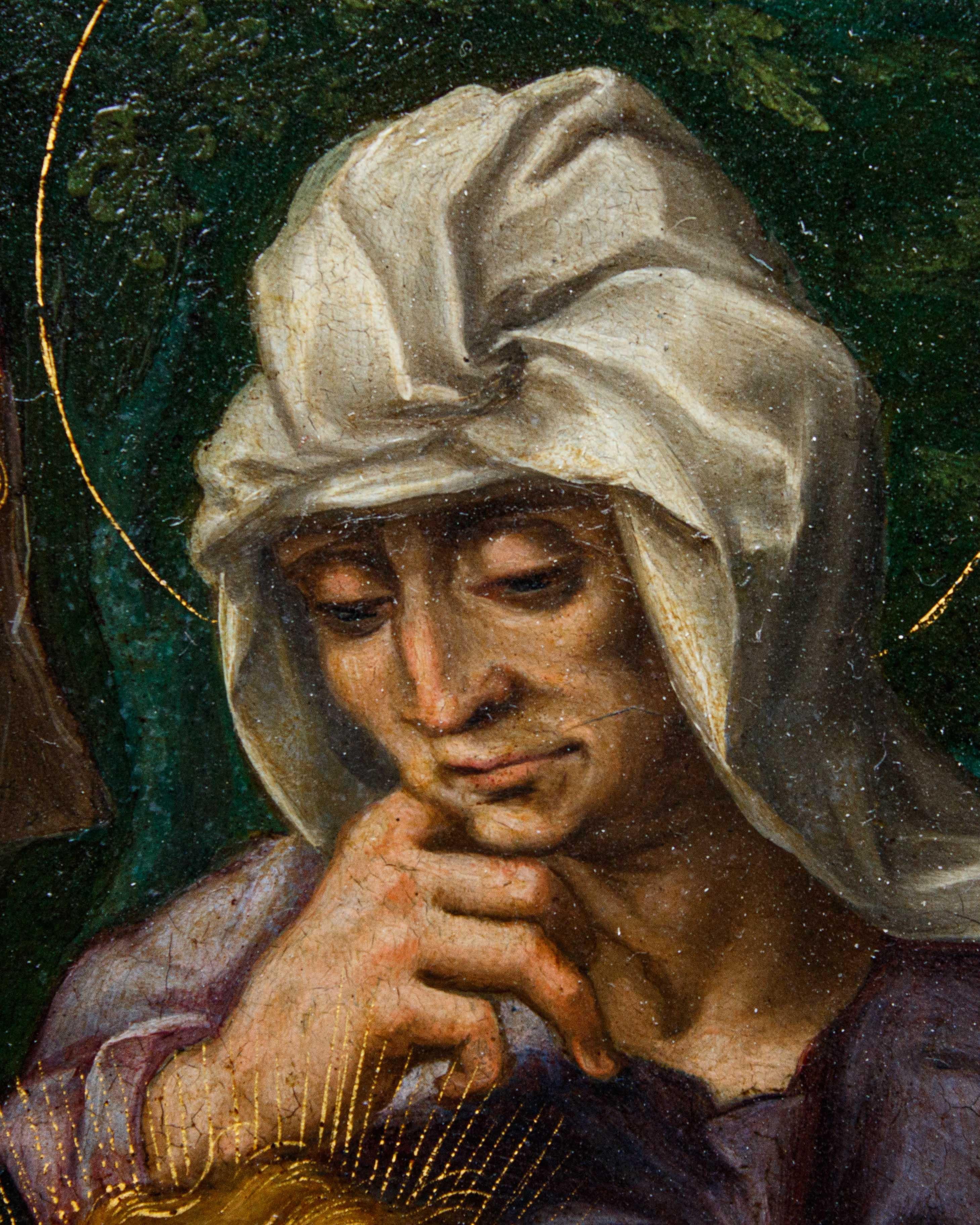 Metà XVII secolo, Scuola rubensiana, Sacra Famiglia con San Giovannino im Angebot 4