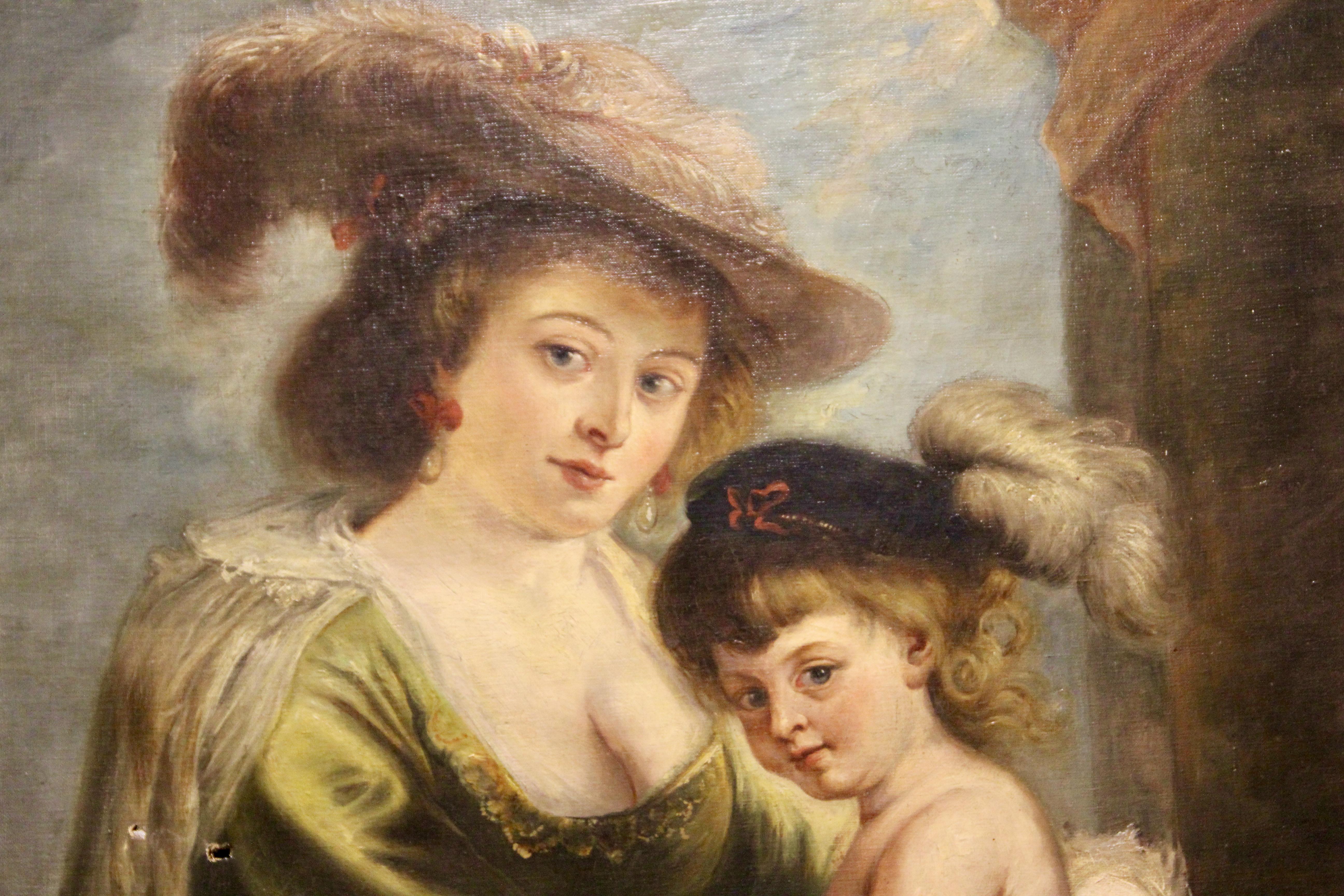 Peter Paul Rubens (D'après) - Helena Fourment avec son fils Francis. en vente 1