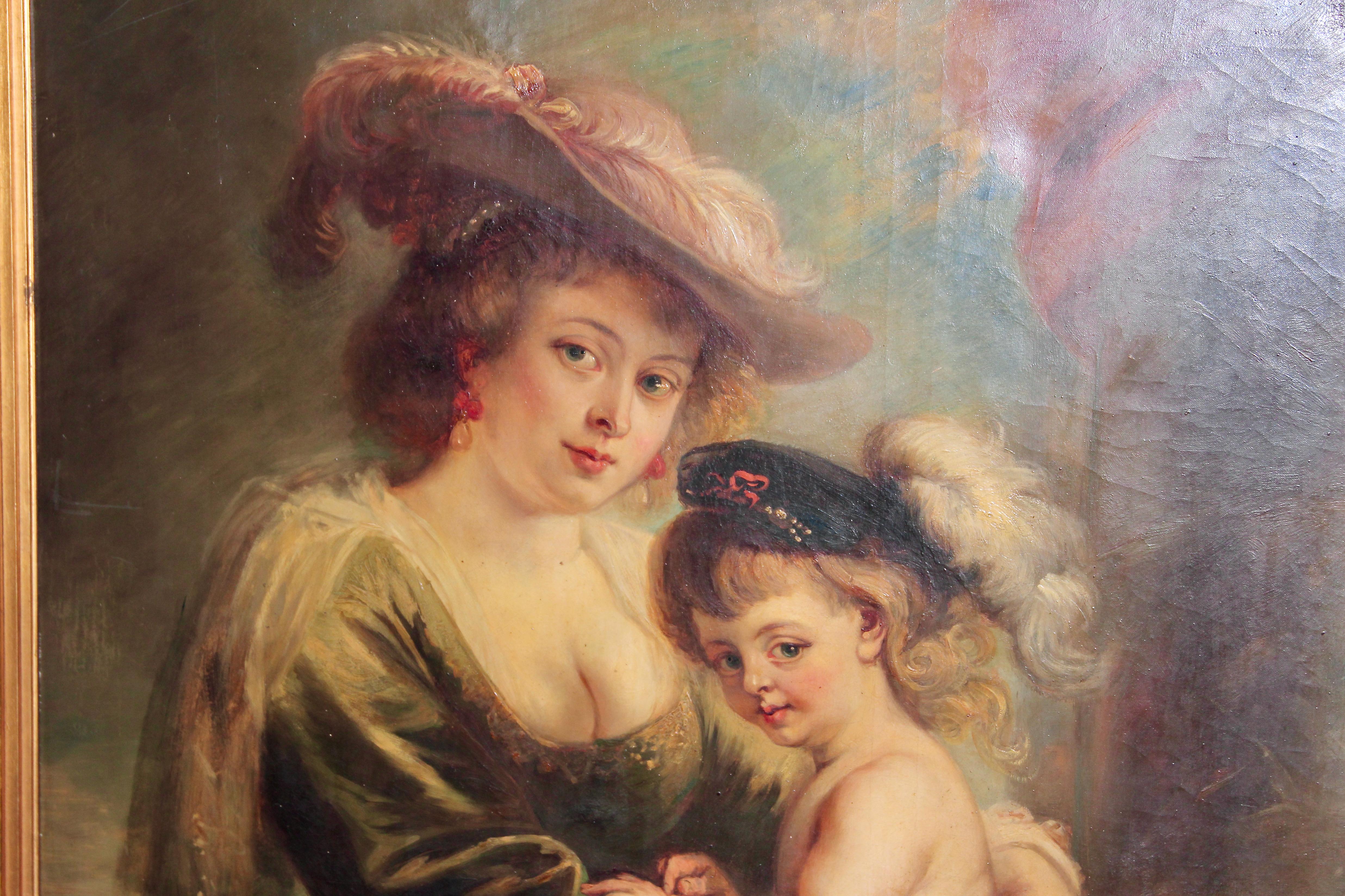 Peter Paul Rubens (After) - Helena, Helene, Fourment with her Son Francis, Frans For Sale 1