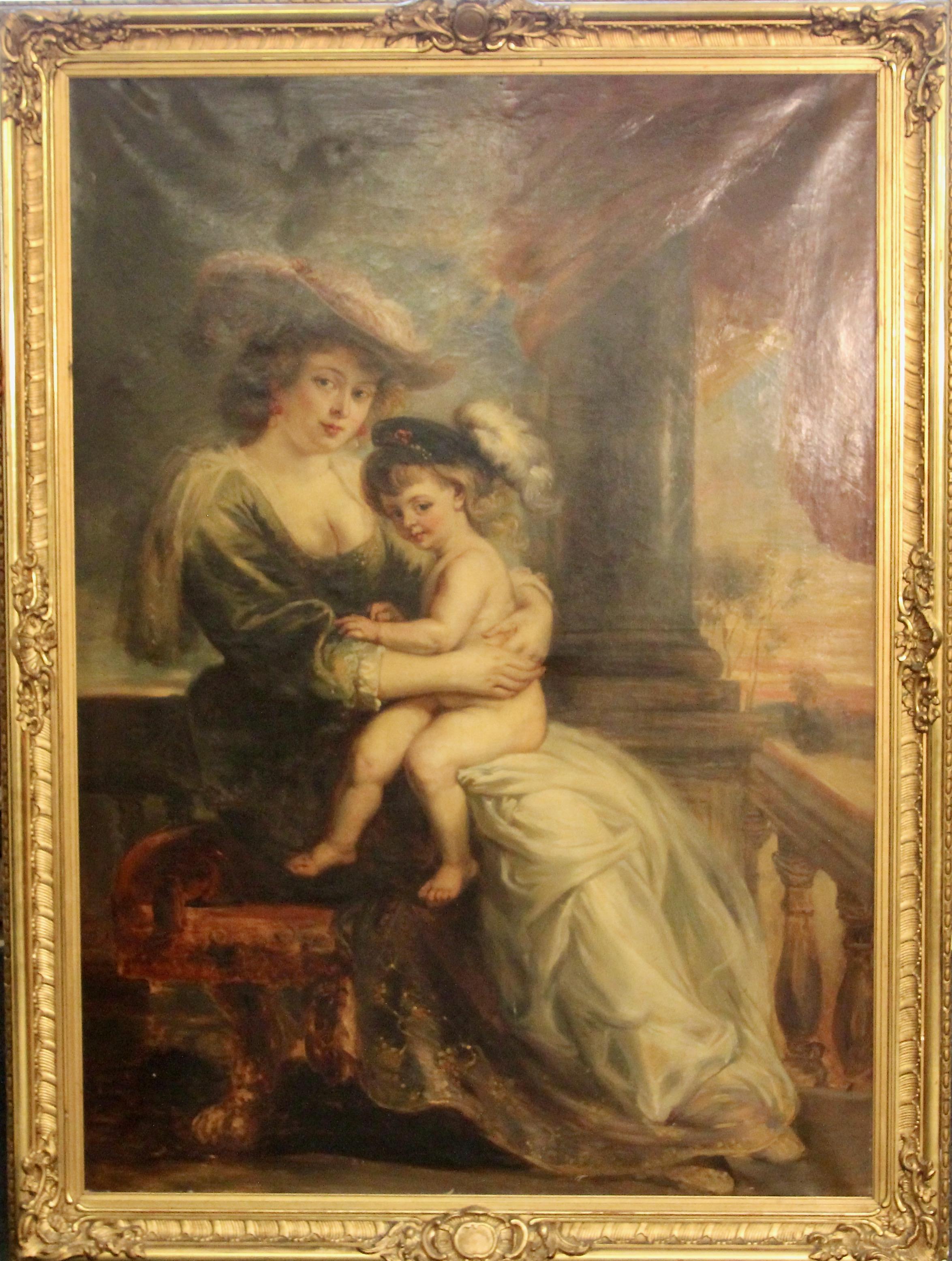 (After) Peter Paul Rubens Figurative Painting - Peter Paul Rubens (After) - Helena, Helene, Fourment with her Son Francis, Frans