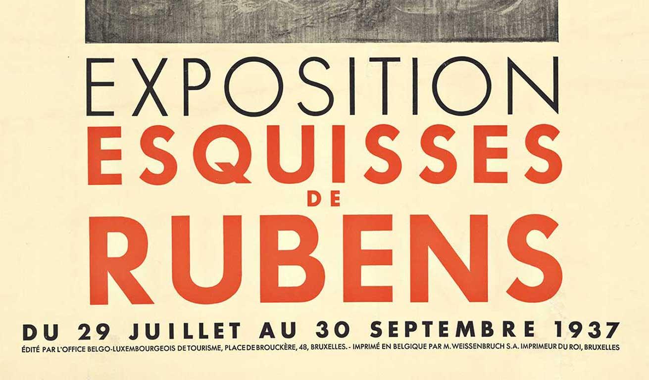 Exposición Esquisses de Rubens 1937 Exposición cartel vintage con reverso de lino - Print Barroco de (After) Peter Paul Rubens