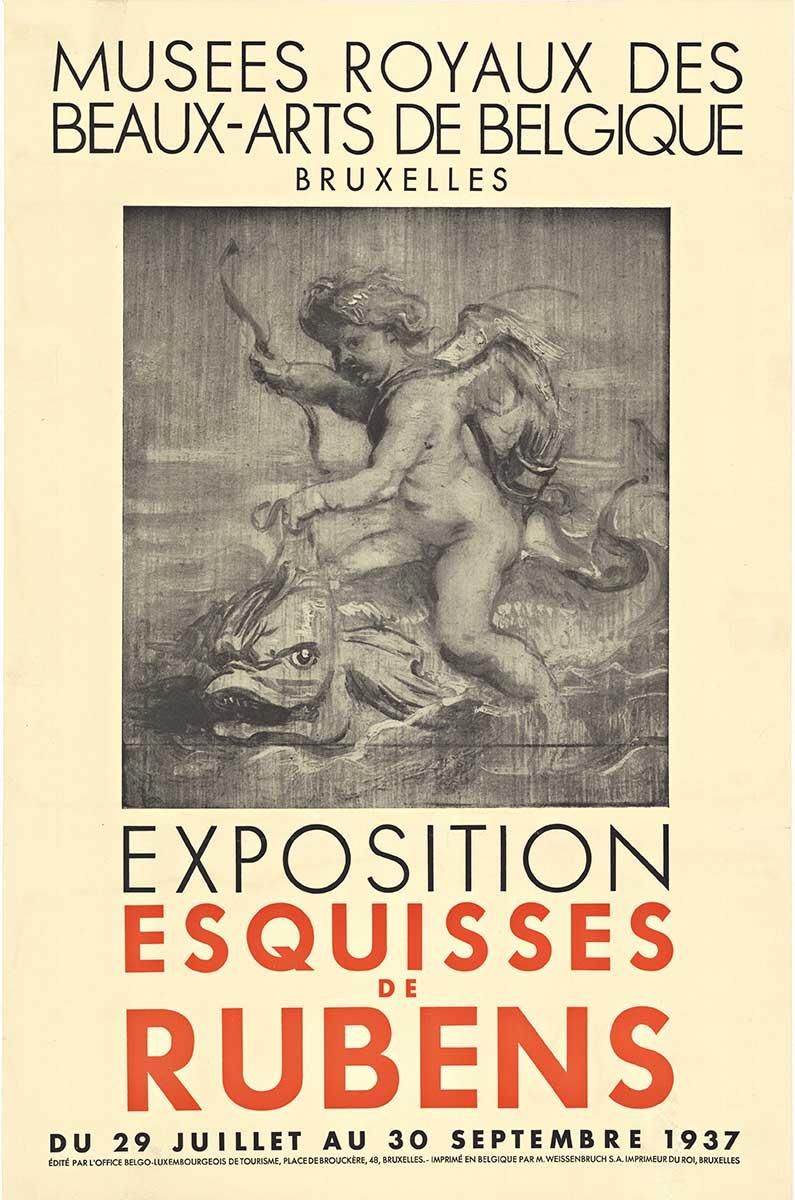 Exposition Esquisses de Rubens 1937 Exposition linen backed vintage poster