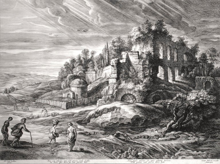 (After) Peter Paul Rubens Landscape Print - Landscape with Roman Ruins