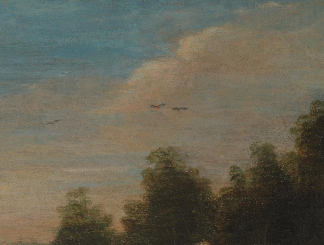 Fino al XVIII secolo Dopo Philips Wouwerman, La sosta dei viaggiatori, olio su pannello in vendita