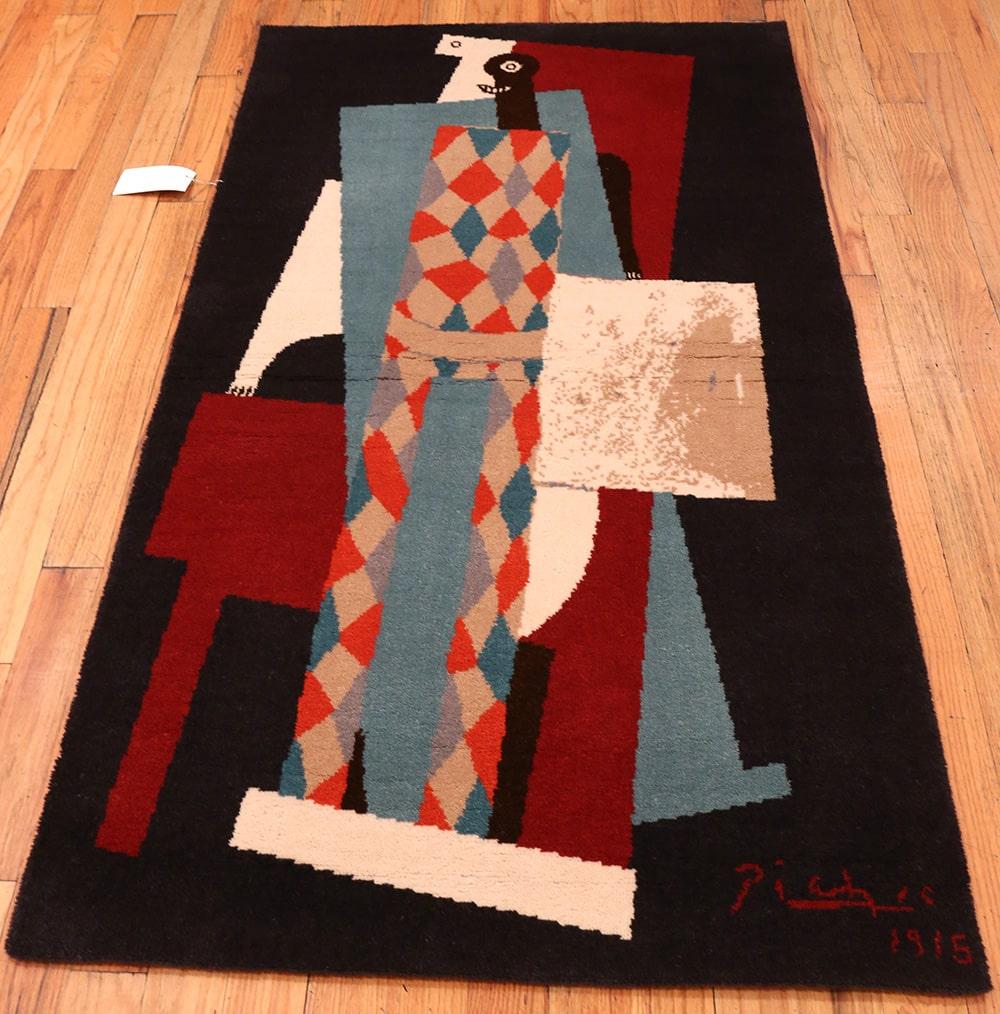 Hand-Crafted After Picasso Art Rug Vintage Scandinavian. Size: 3 ft 4 in x 5 ft 8 in