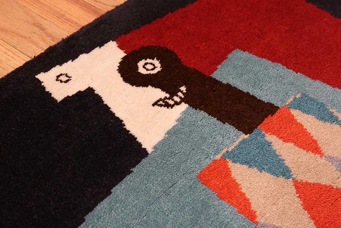 Wool After Picasso Art Rug Vintage Scandinavian. Size: 3 ft 4 in x 5 ft 8 in