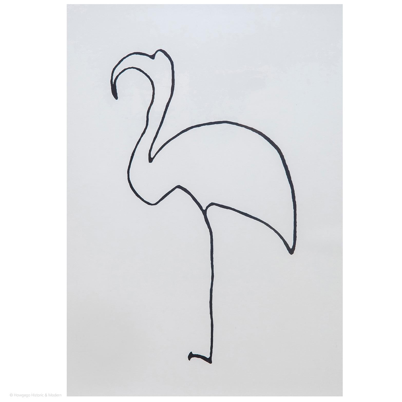 Ensemble de 6 dessins de hibou en ligne d'après Picasso, imprimé papillon, cheval, camel et flamingo en vente 4