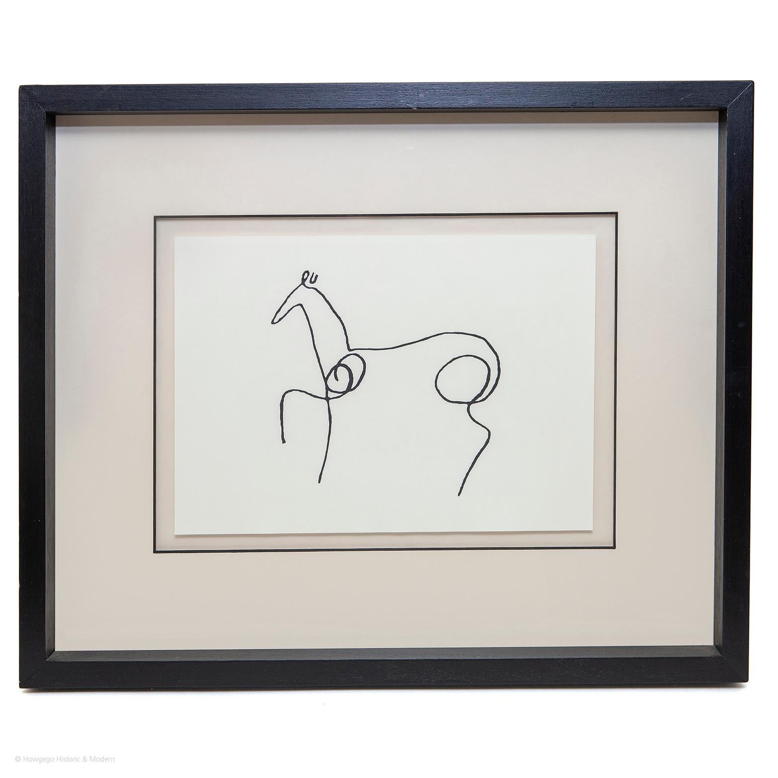 Ensemble de 6 dessins de hibou en ligne d'après Picasso, imprimé papillon, cheval, camel et flamingo Bon état - En vente à BUNGAY, SUFFOLK