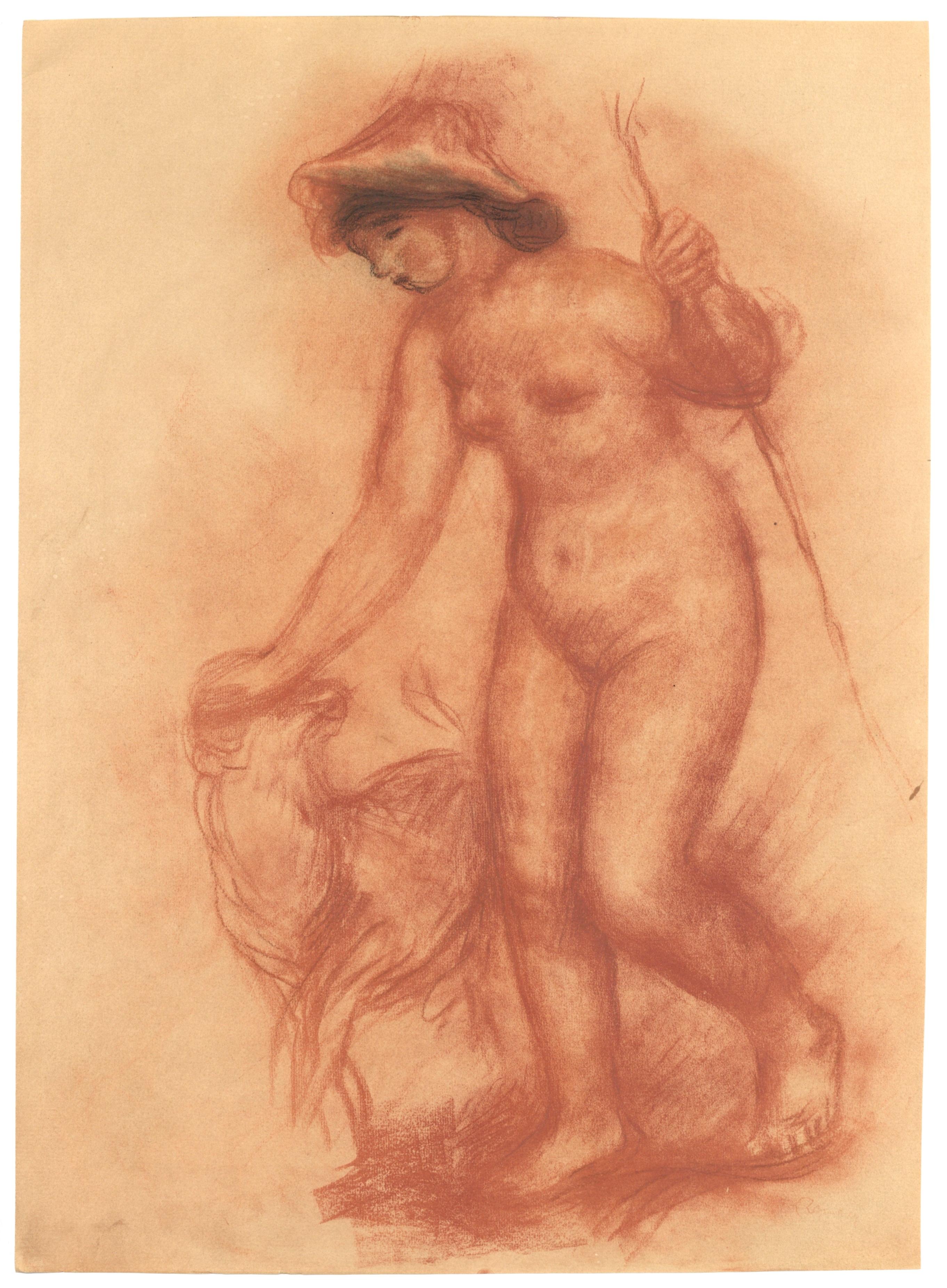 "Pochoir "La Bergère - Print de (after) Pierre Auguste Renior
