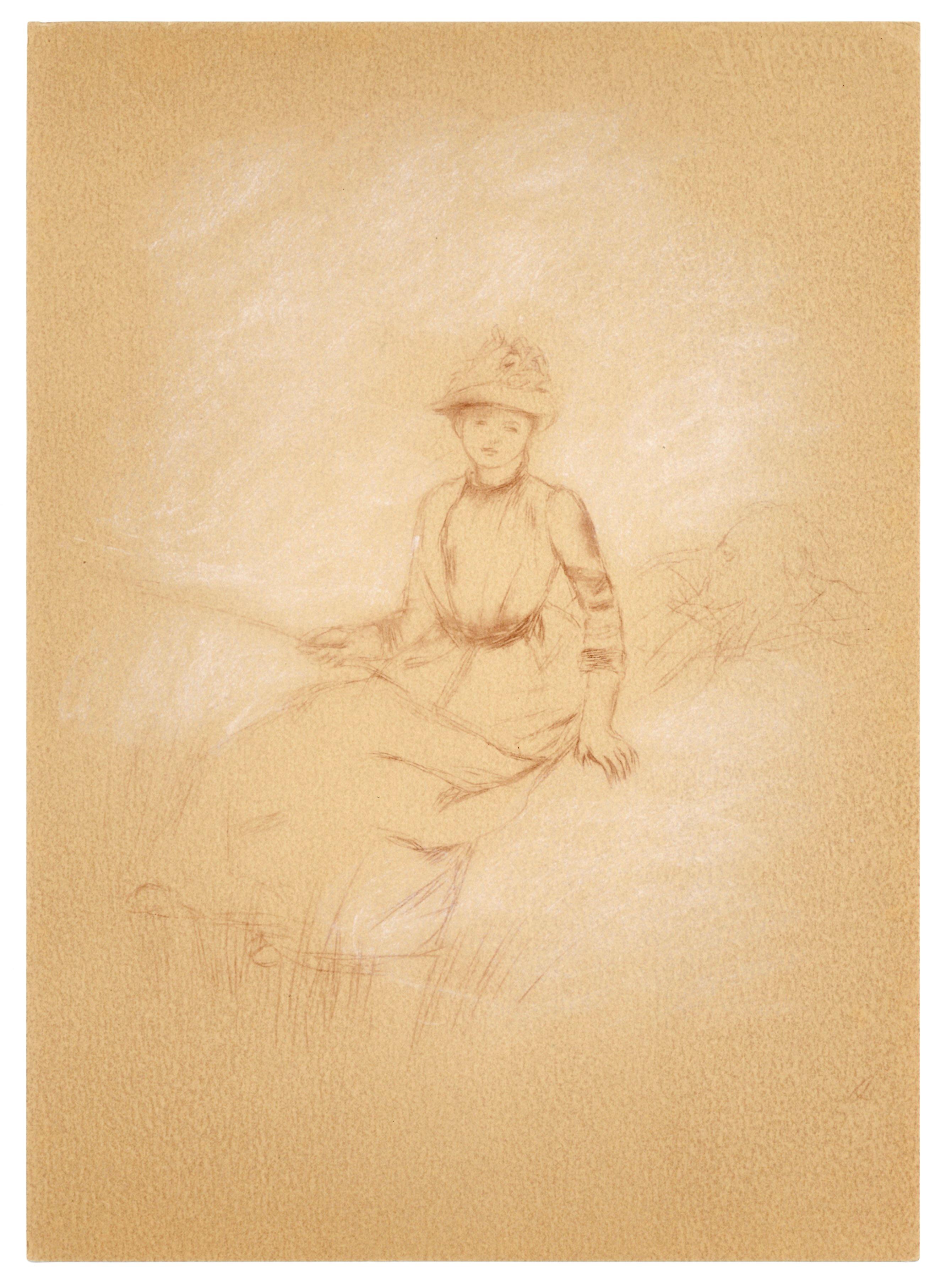 Pochoir "La peche a la ligne" – Print von (after) Pierre Auguste Renior