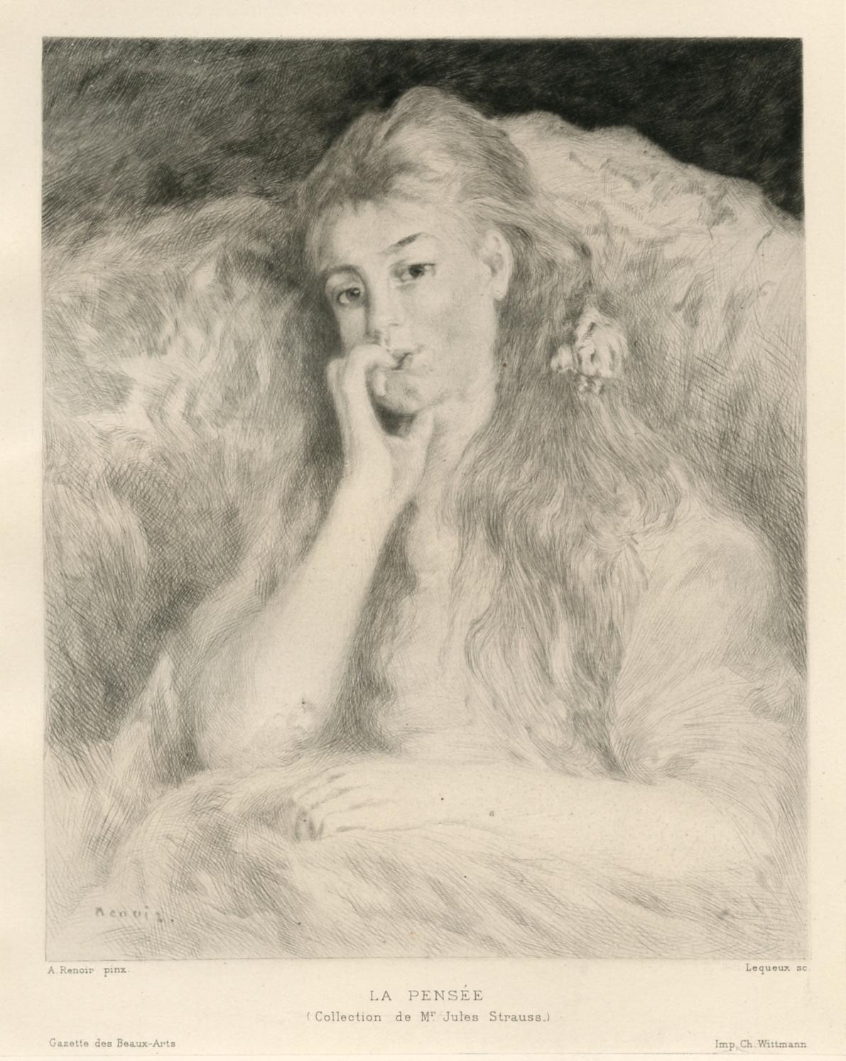 "La pensée" etching - Print by (after) Pierre Auguste Renior