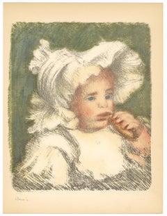 Vintage "L'Enfant au biscuit" lithograph