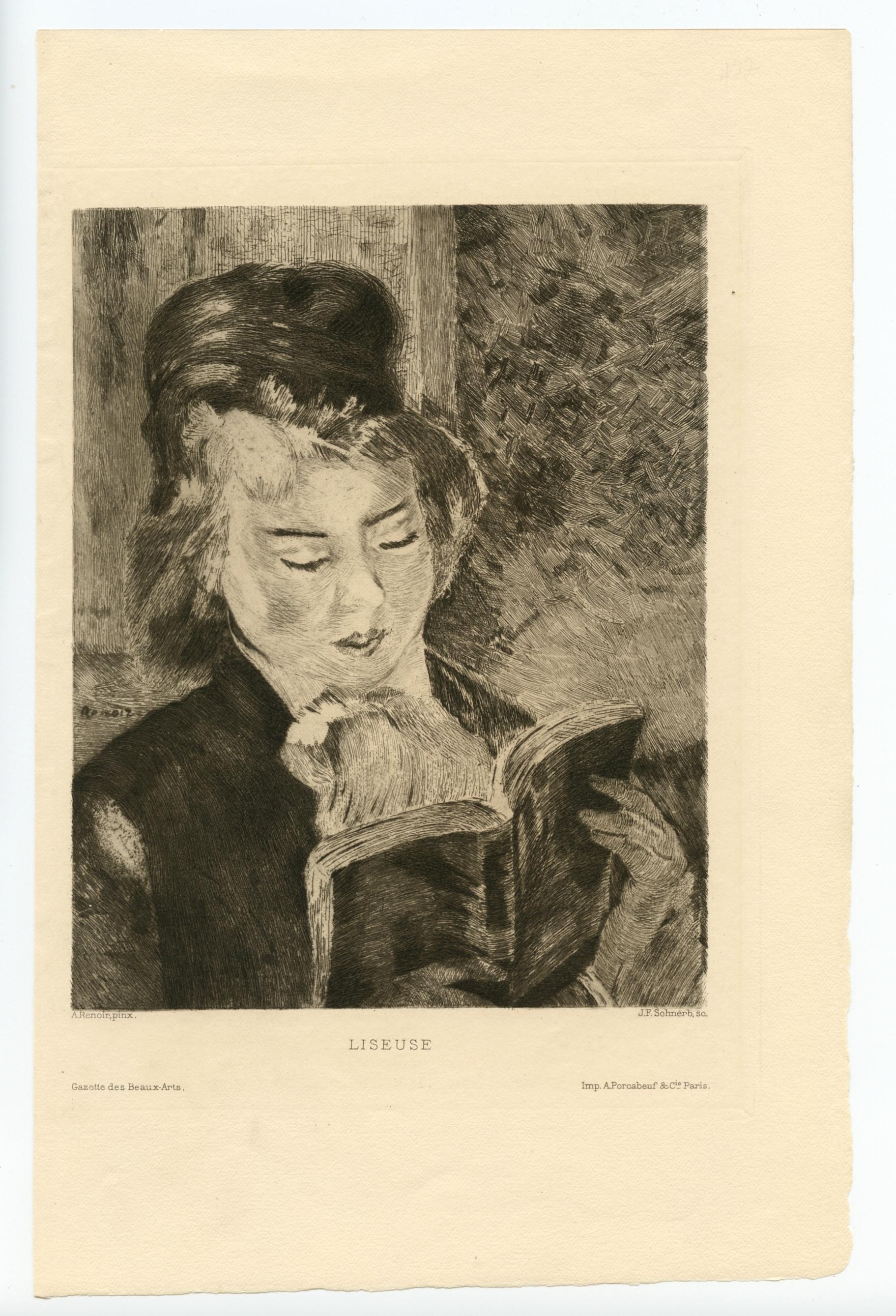 "Grabado "Liseuse - Print de (after) Pierre Auguste Renior