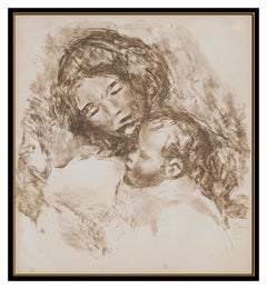 Pierre Auguste Renoir Original Lithograph Signed Maternite Grande Planche Art