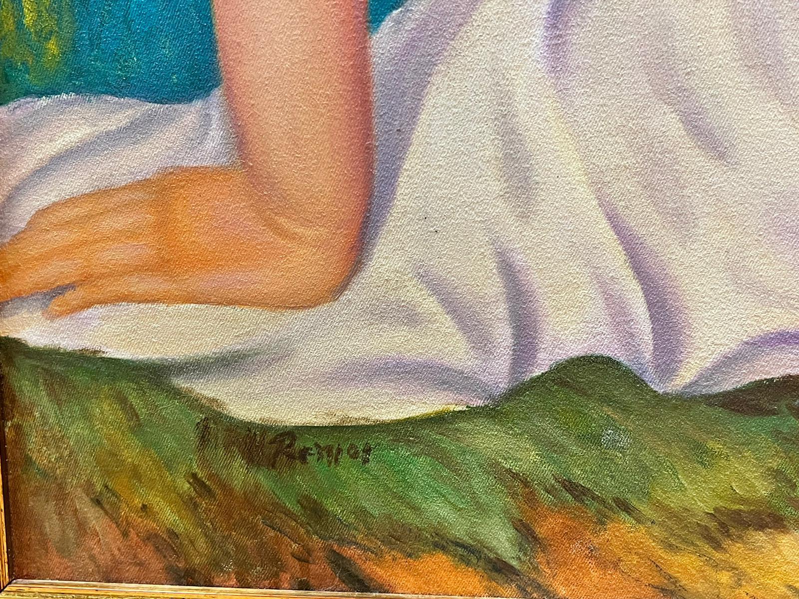 Pittura ad olio molto grande Nudi che fanno il bagno dopo Pierre-Auguste Renoir Dimensioni enormi - Painting Impressionismo di after Pierre-Auguste Renoir