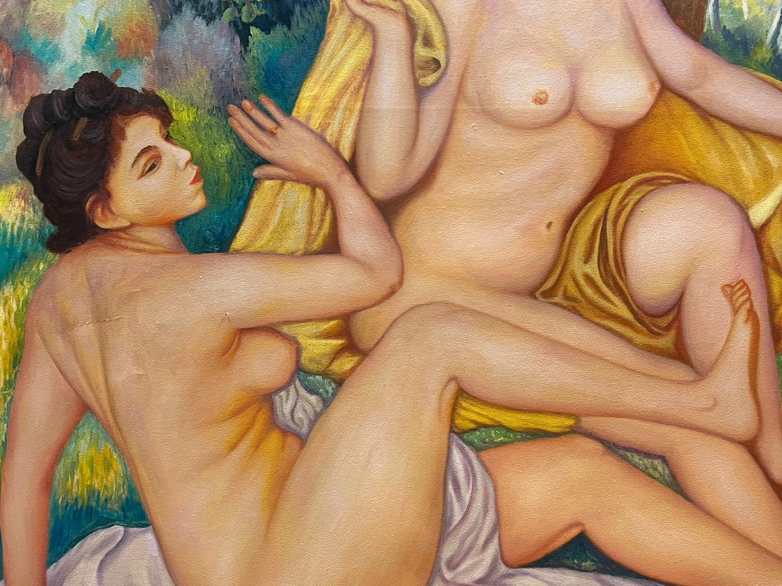 Pittura ad olio molto grande Nudi che fanno il bagno dopo Pierre-Auguste Renoir Dimensioni enormi 2