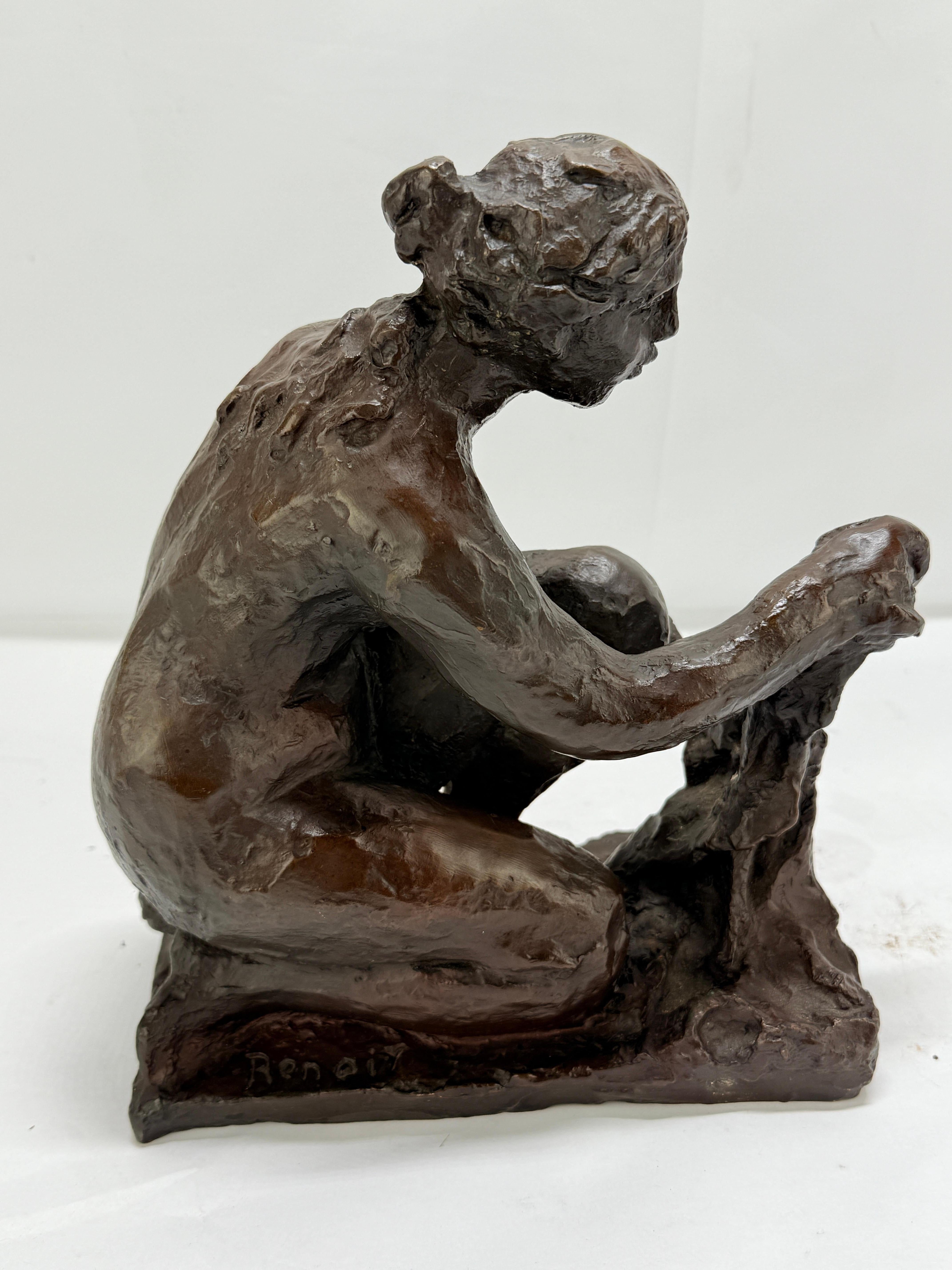 Dopo Pierre-Auguste Renoir & Richard Guino, La Petite Laveuse Scultura in bronzo in vendita 1
