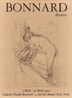 "Bonnard Dessins"  Original French Gallery Exhibition Poster 1970s Nude Sketch