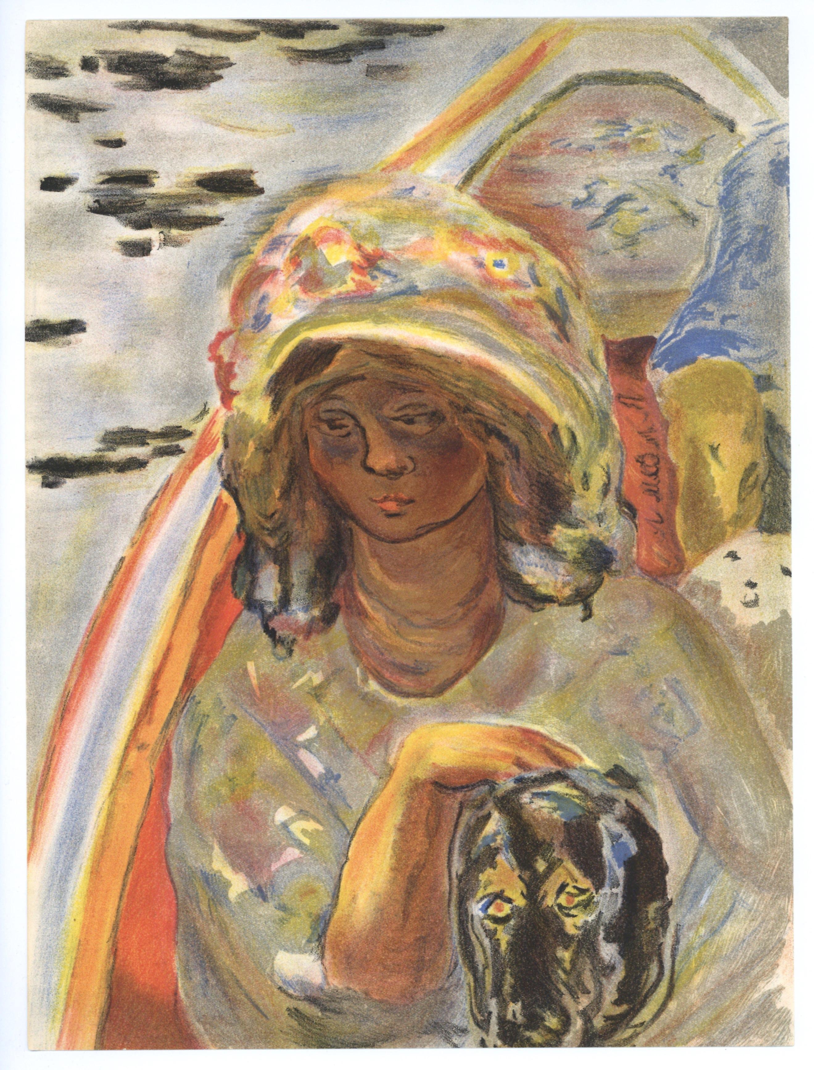 "Lithographie "Jeune fille dans une barque – Print von (after) Pierre Bonnard