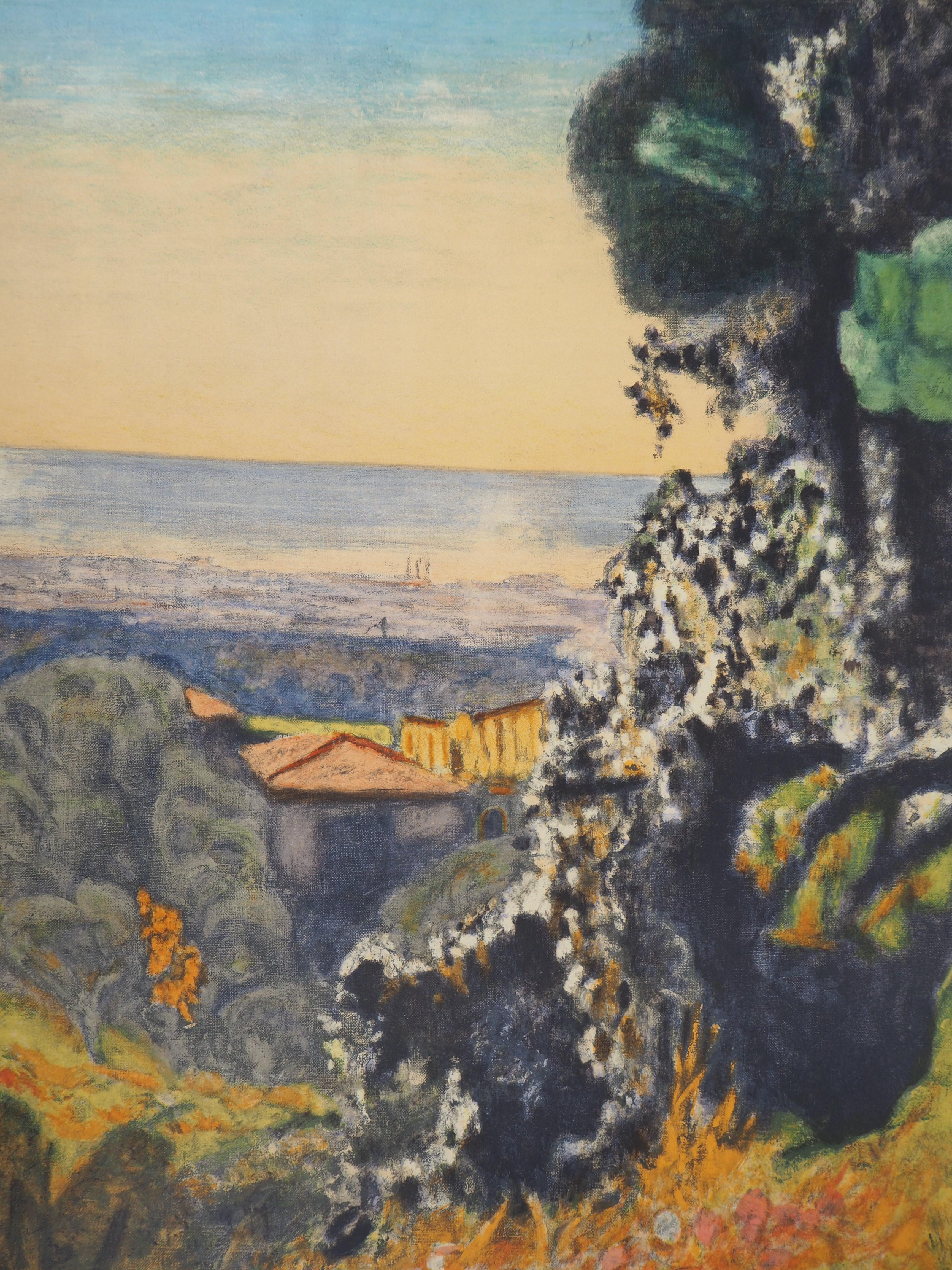 Paesaggio in Provenza - Litografia (Mourlot 1956) - Landscape Print Marrone di (after) Pierre Bonnard