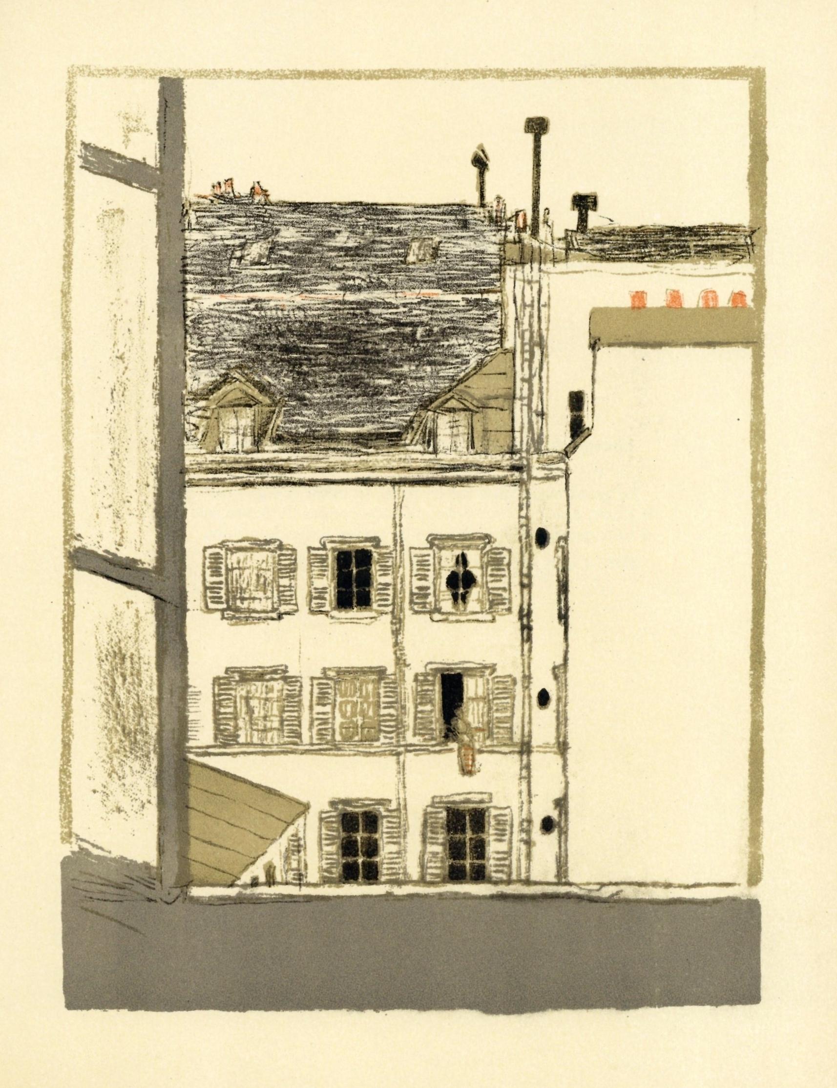 Lithographie „Maison dans la Cour“ – Print von (after) Pierre Bonnard