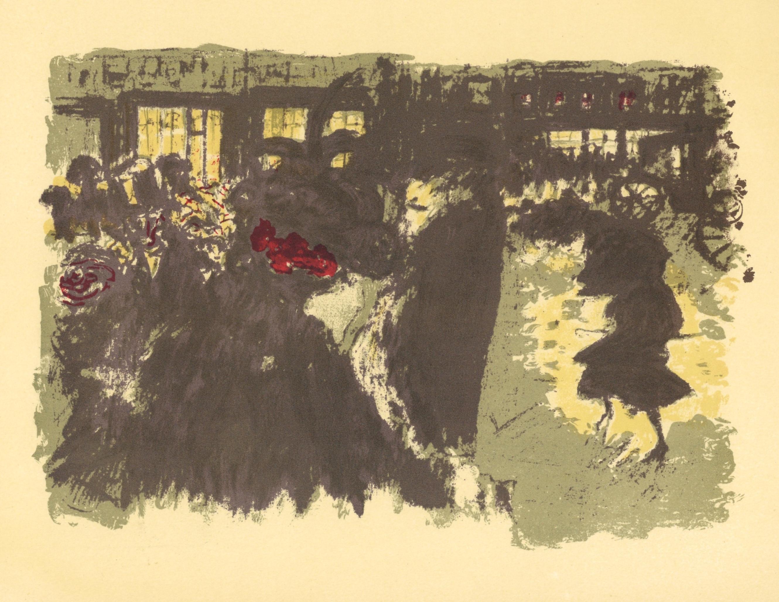 Lithographie "Place le soir" - Print de (after) Pierre Bonnard