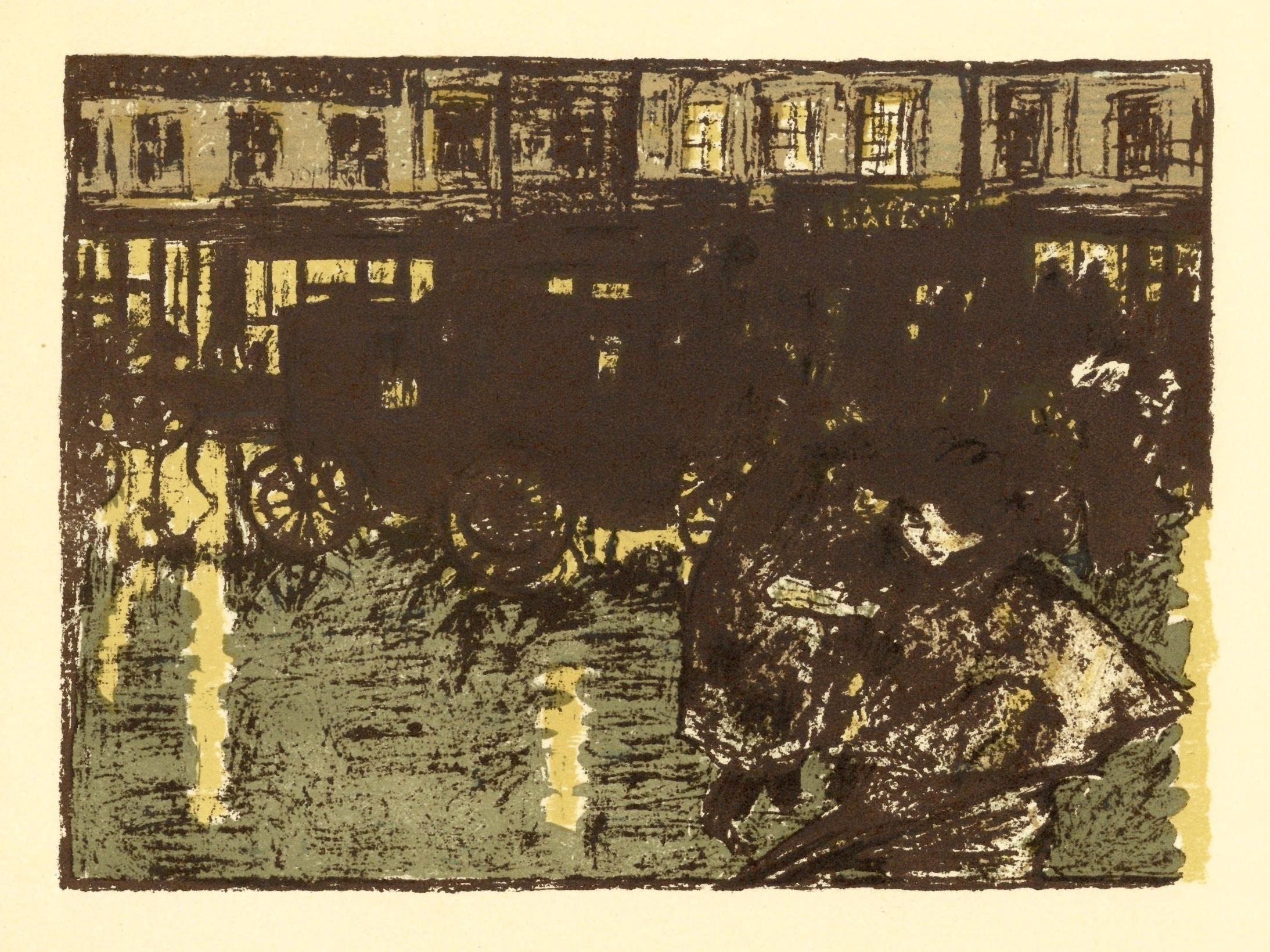 "Rue le soir sous la pluie" lithograph - Print by (after) Pierre Bonnard