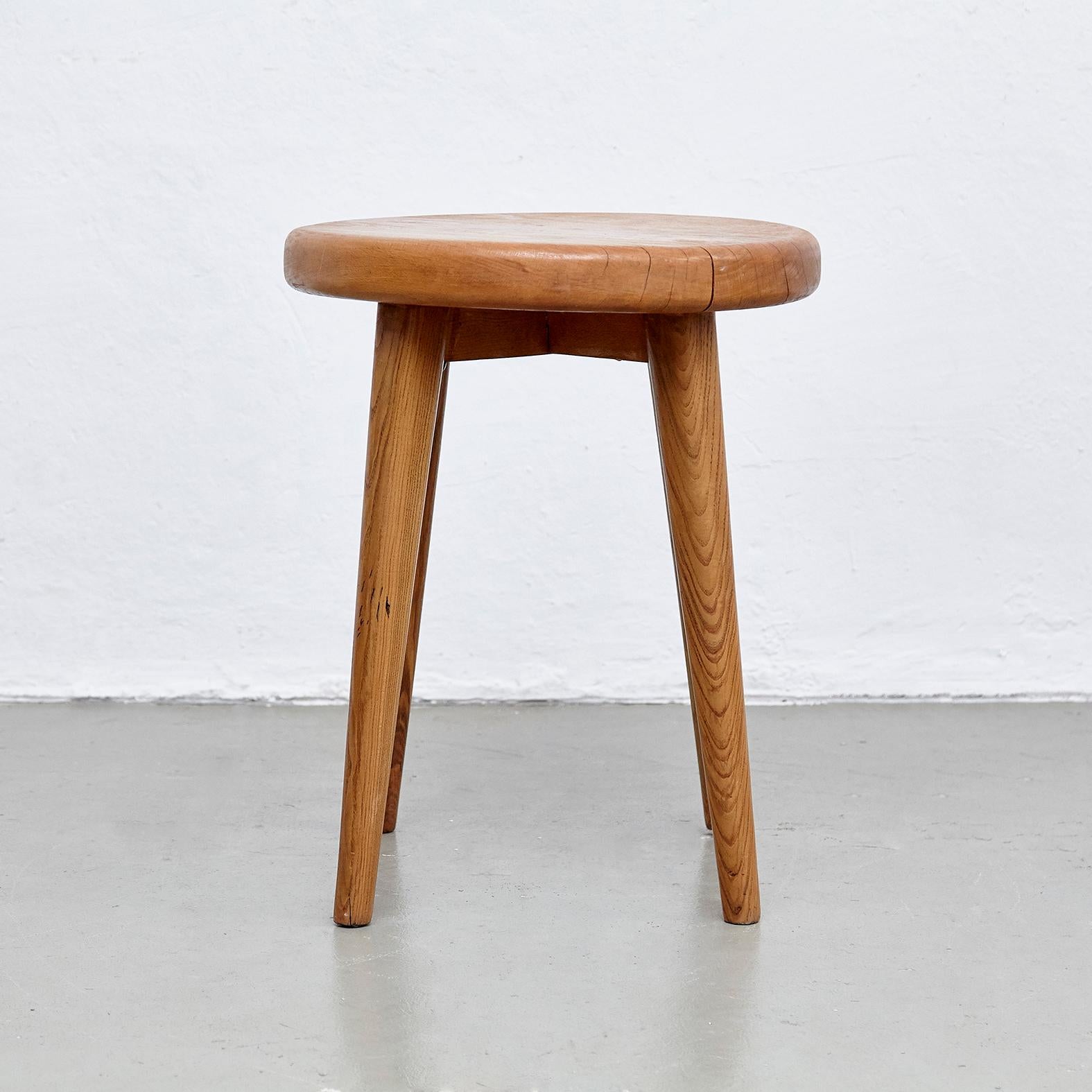 After Pierre Jeanneret, Mid-Century Modern, Wood French Side Table, circa 1960 1