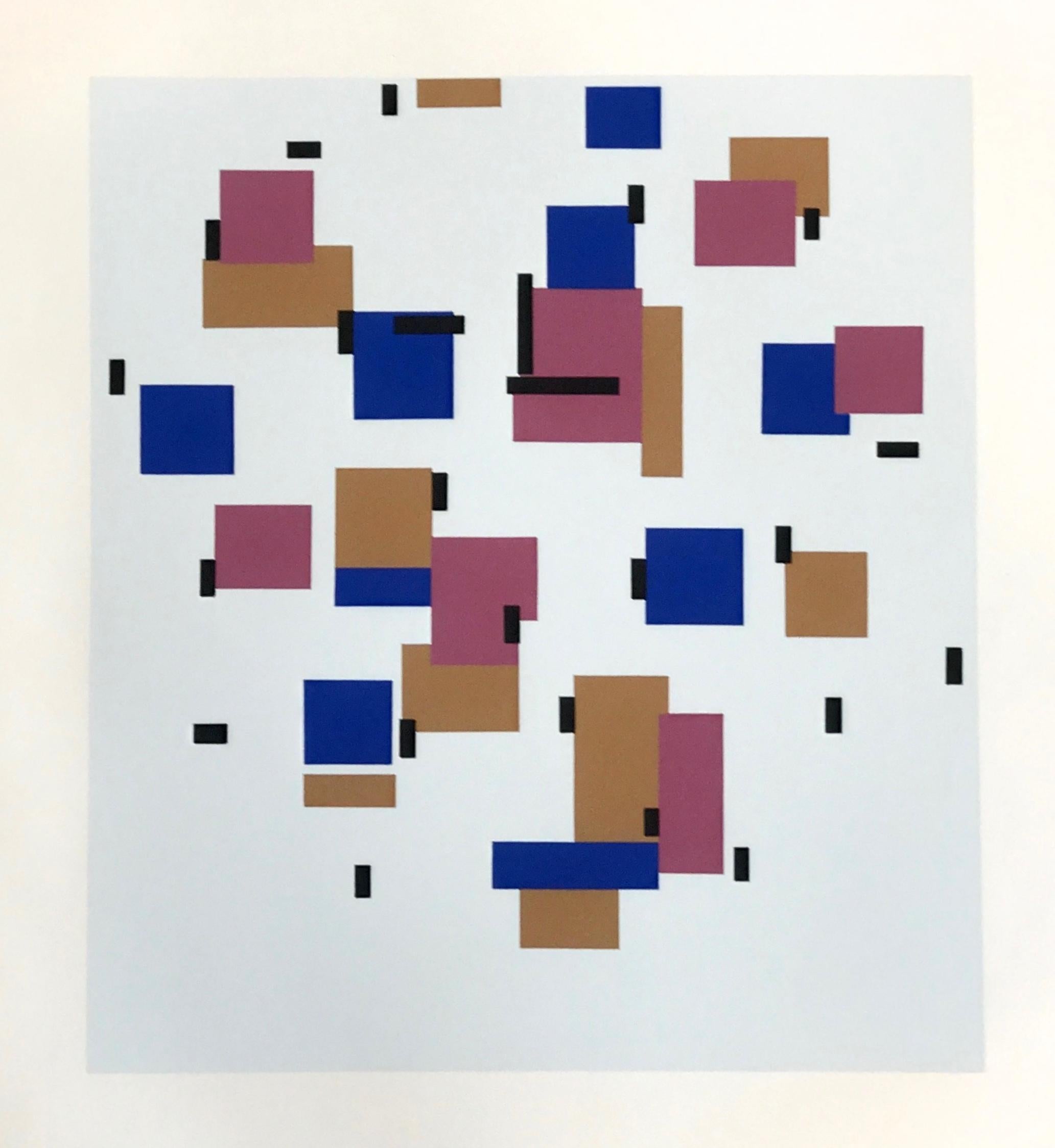 "Composition en bleu b" serigraph - Print by (after) Piet Mondrian