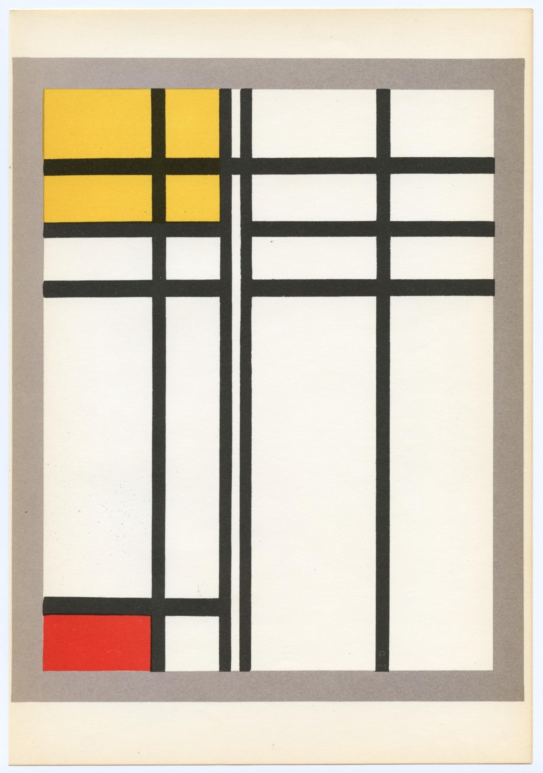 "Opposition of Lines, Red and Yellow" lithograph - Print by (after) Piet Mondrian
