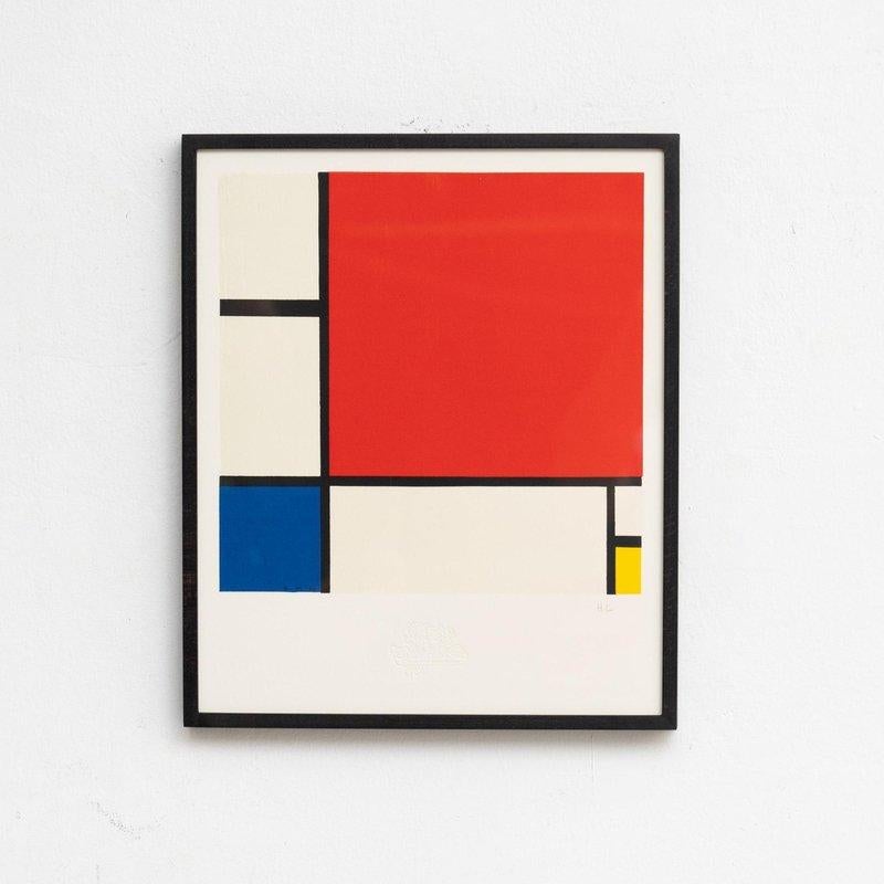 Piet Mondrian, «Composición C n.º II en rojo, azul y amarillo», litografía, enmarcada