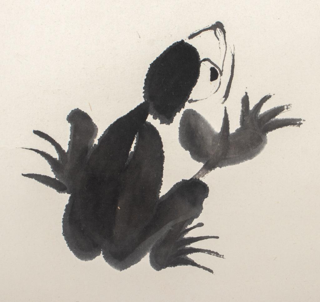 Chinese Export After Qi Baishi Frogs Scroll Painting For Sale