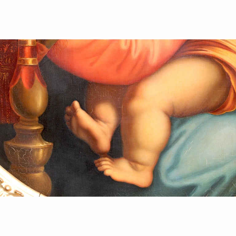 After Raffaello Sanzio 1483-1520 Raphael La Madonna della Seggiola Oil on Canvas For Sale 5