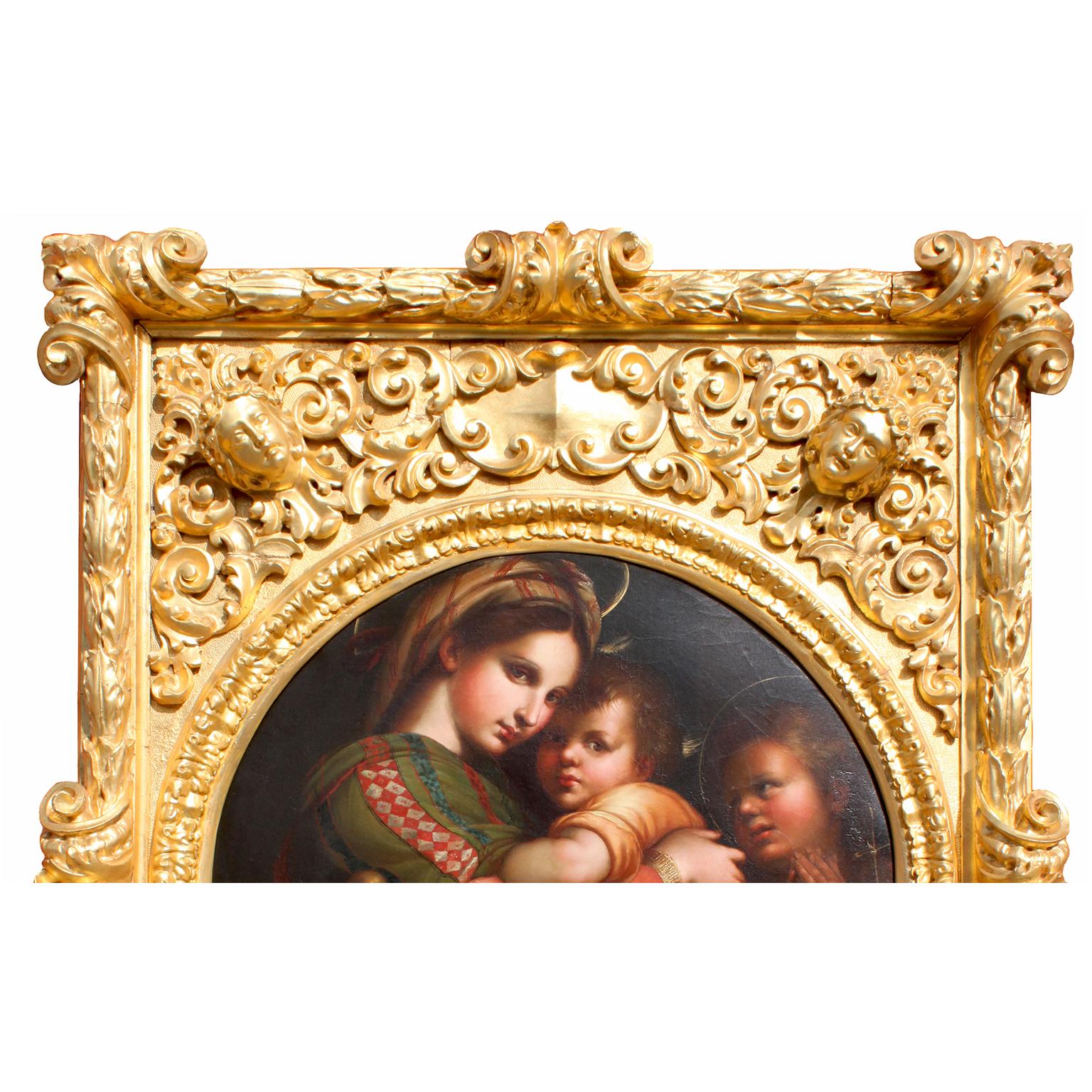 Baroque After Raffaello Sanzio 1483-1520 Raphael La Madonna della Seggiola Oil on Canvas For Sale